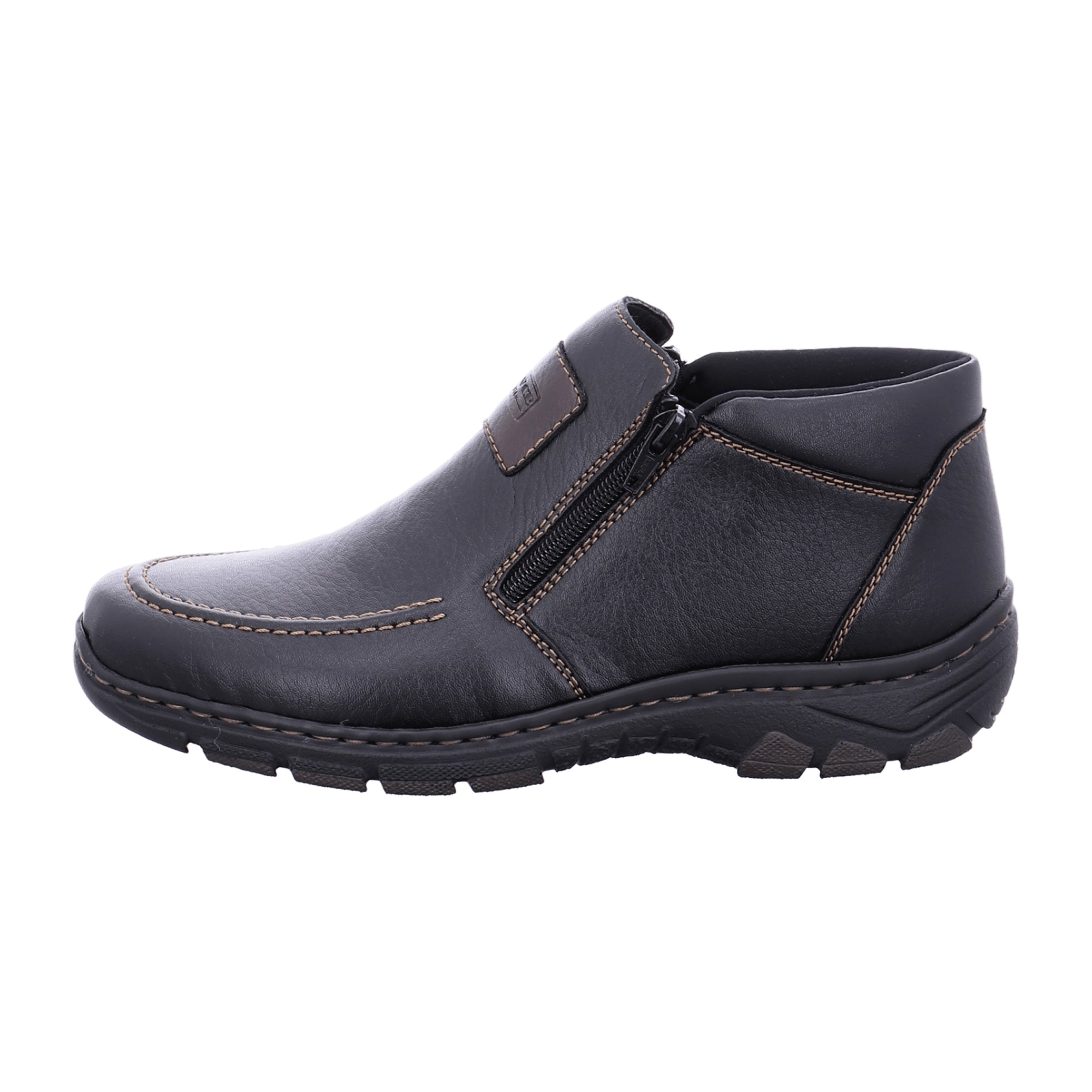 Rieker Black Winter Ankle Boots with Warm Lining and Dual Zippers