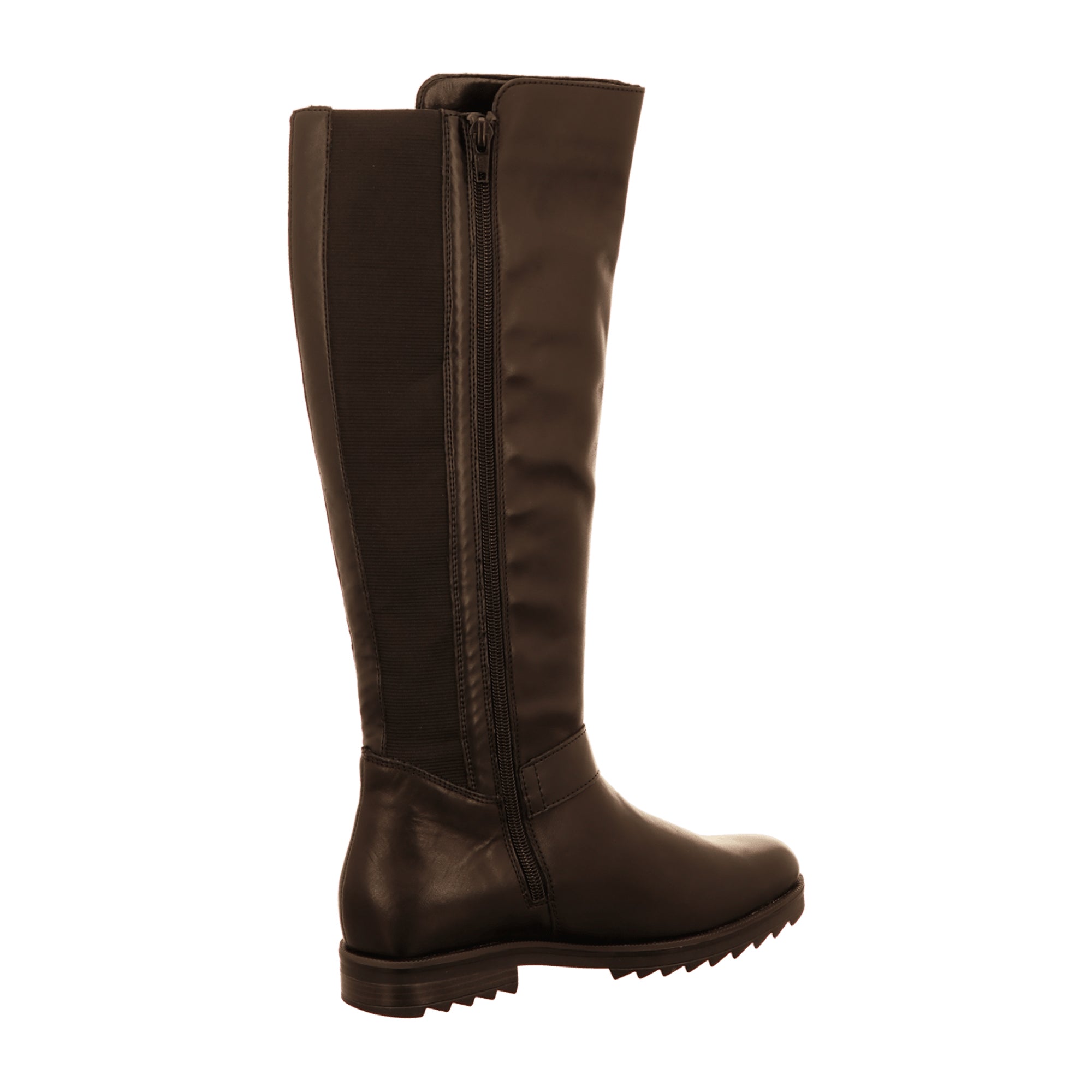 Remonte NV Black Leather Overknee Boots for Women with Block Heel and Zipper