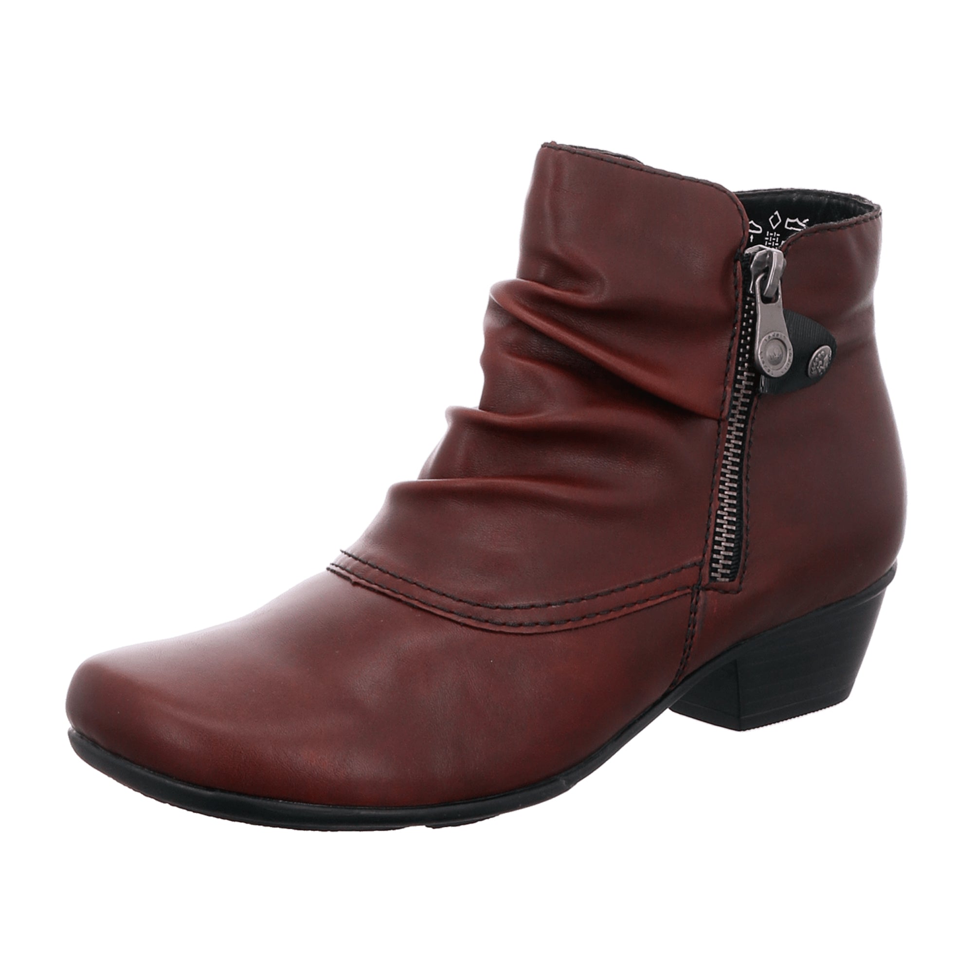 Rieker Women's Red Ankle Boots with Warm Lining and Zip Closure