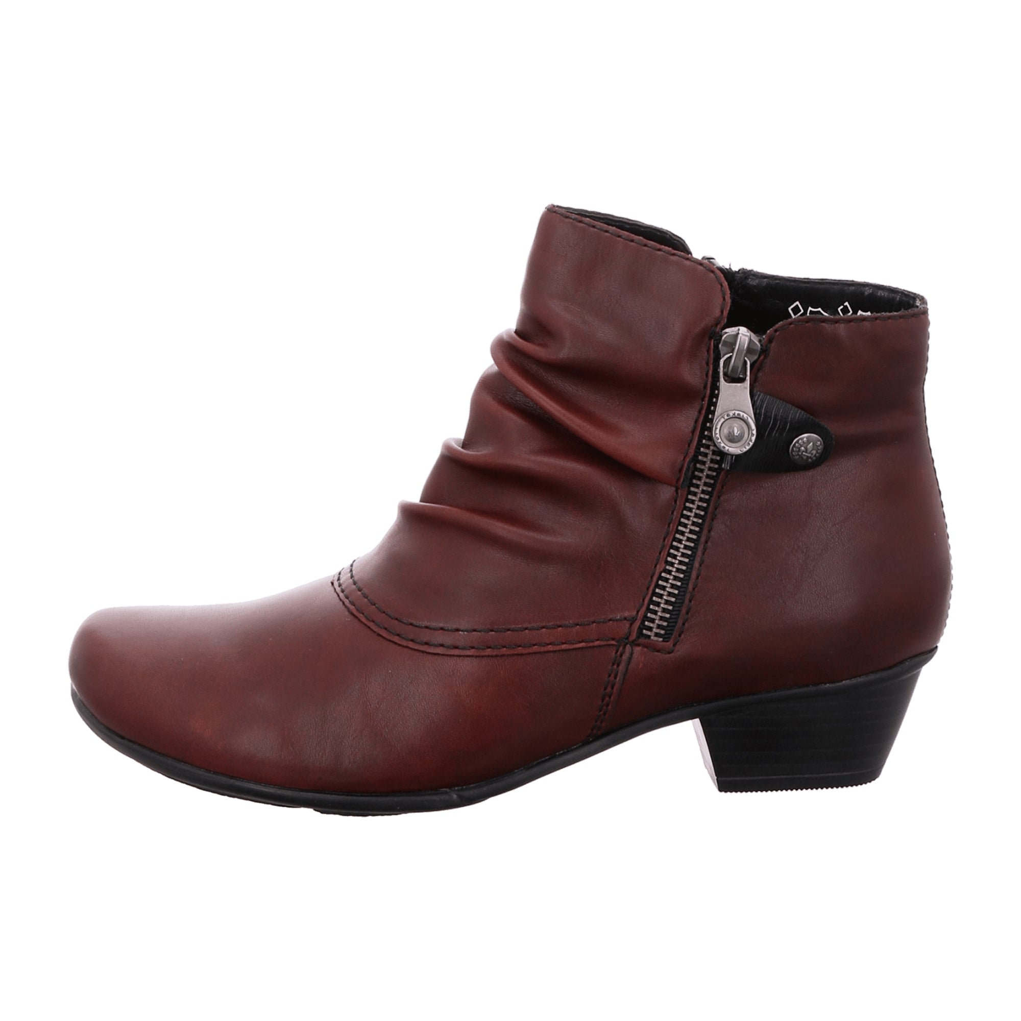 Rieker Women's Red Ankle Boots with Warm Lining and Zip Closure