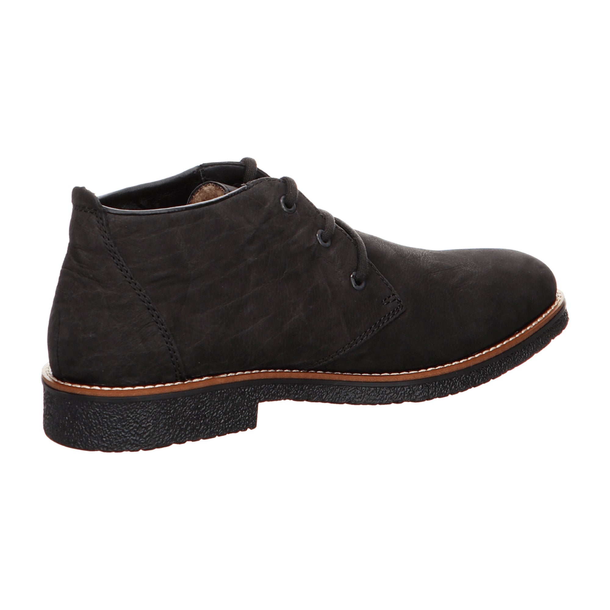 Rieker Black Nubuck Leather Winter Boots with Warm Lining and Comfortable Sole