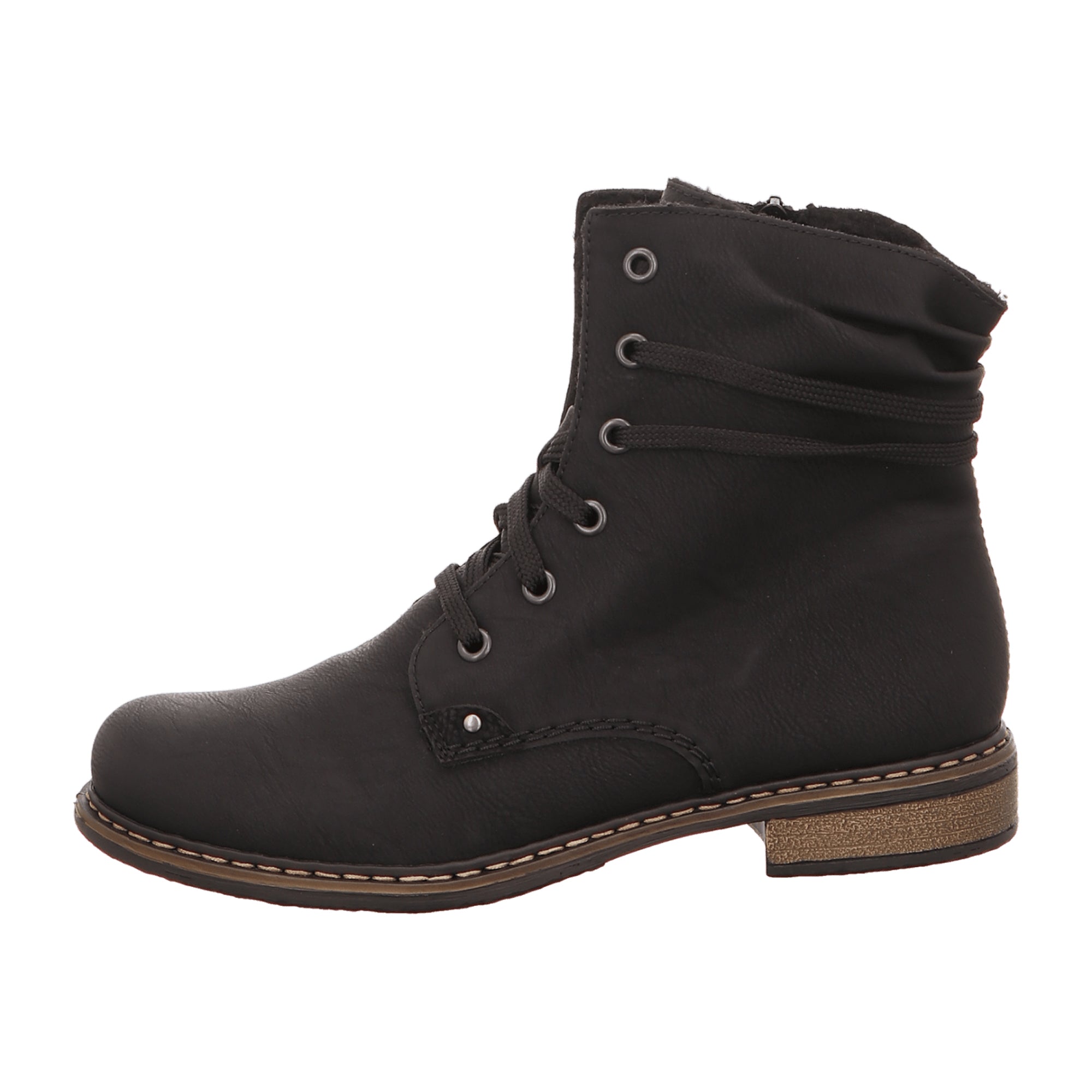 Rieker Women's Black Lace-Up Ankle Boots with Warm Lining for Winter