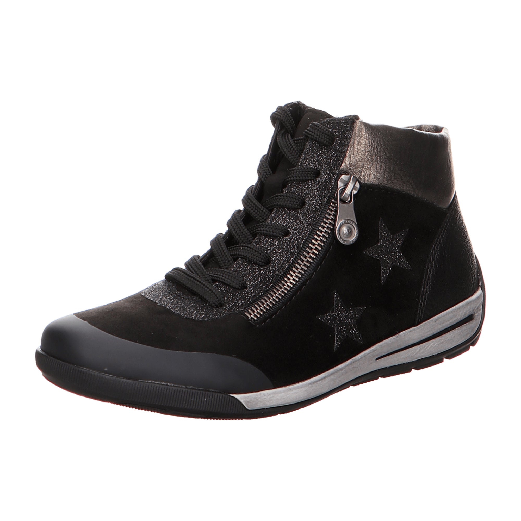 Rieker Women's Black Lace-Up Ankle Boots with Warm Lining