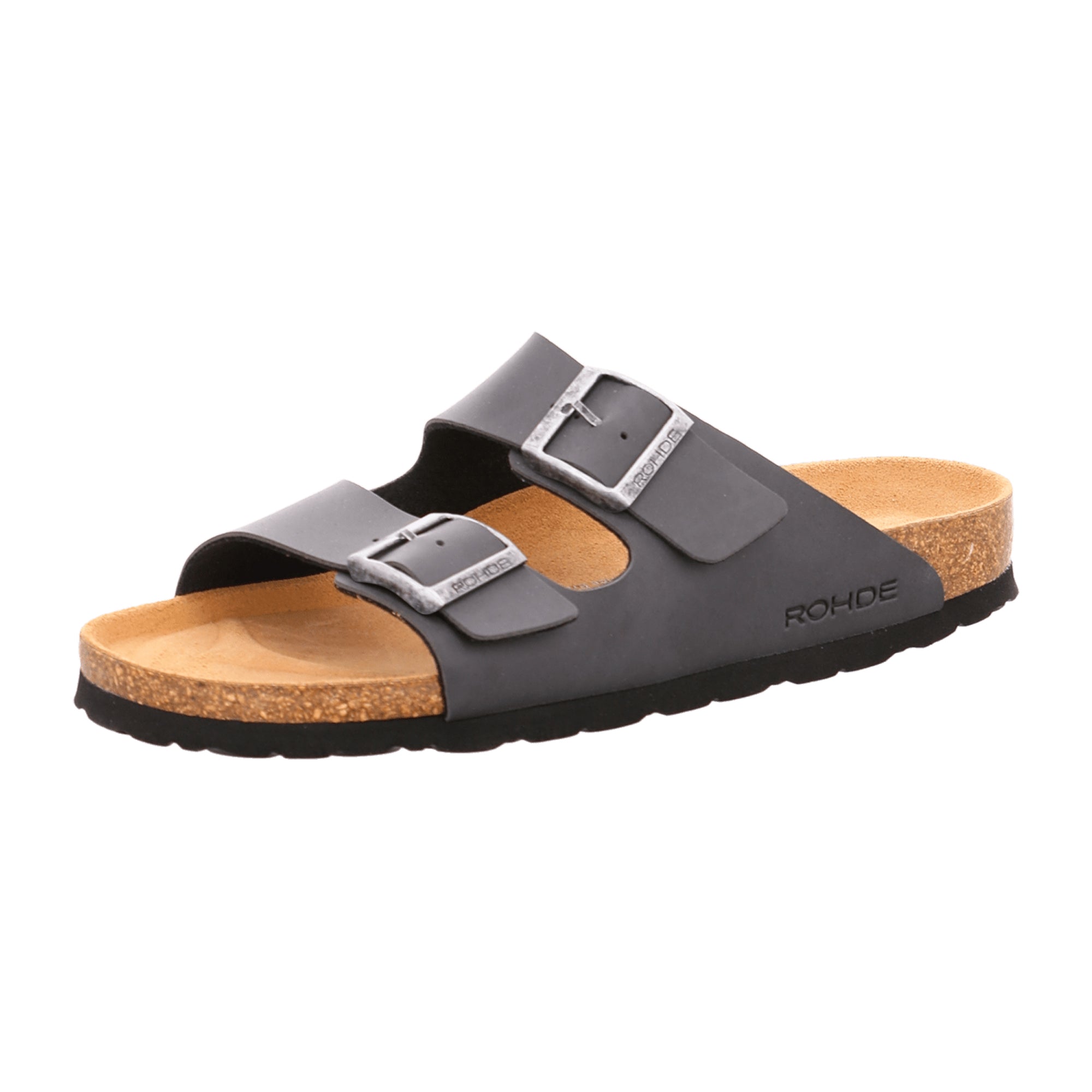 Rohde Alba Men's Gray Leather Comfort Sandals with Soft Footbed