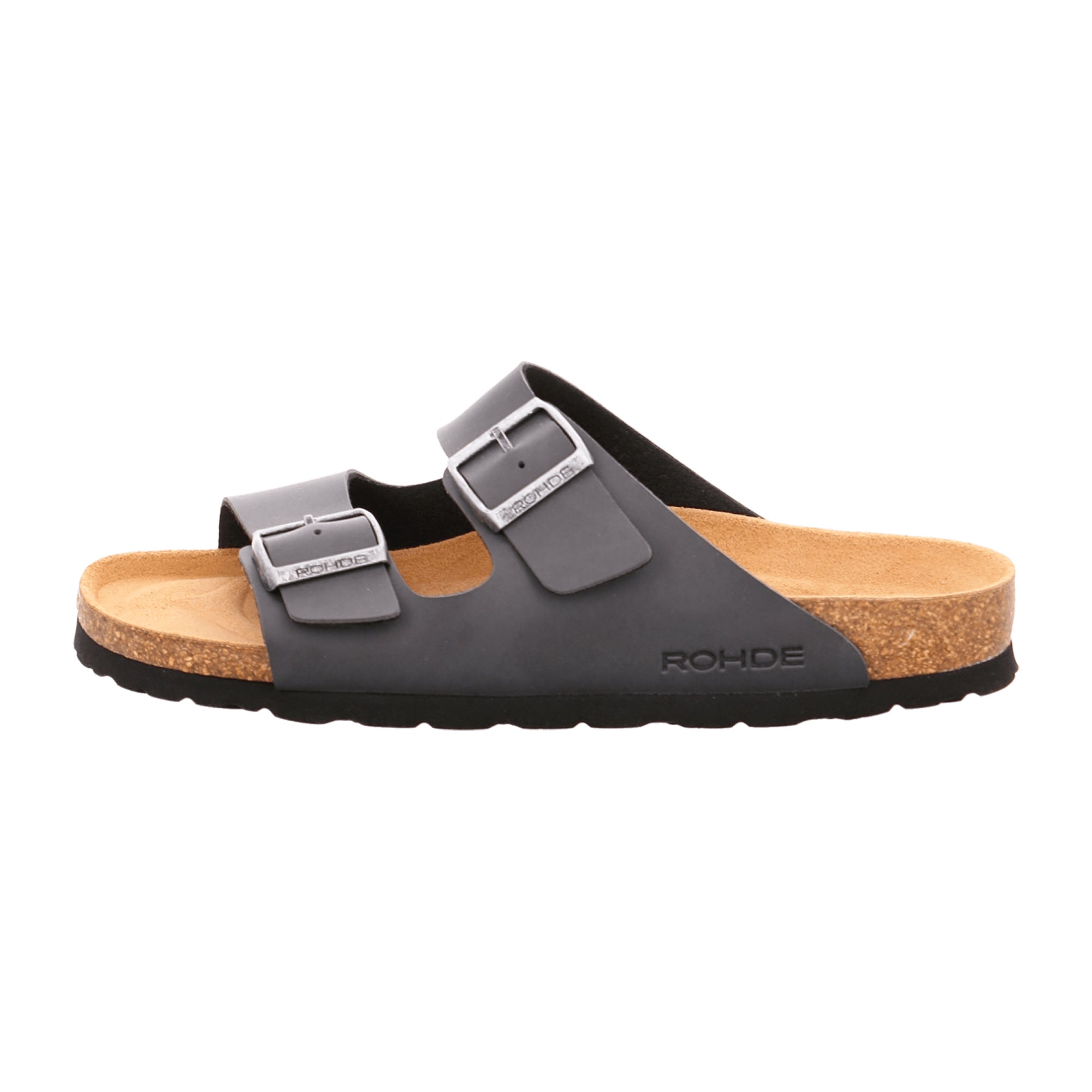 Rohde Alba Men's Gray Leather Comfort Sandals with Soft Footbed