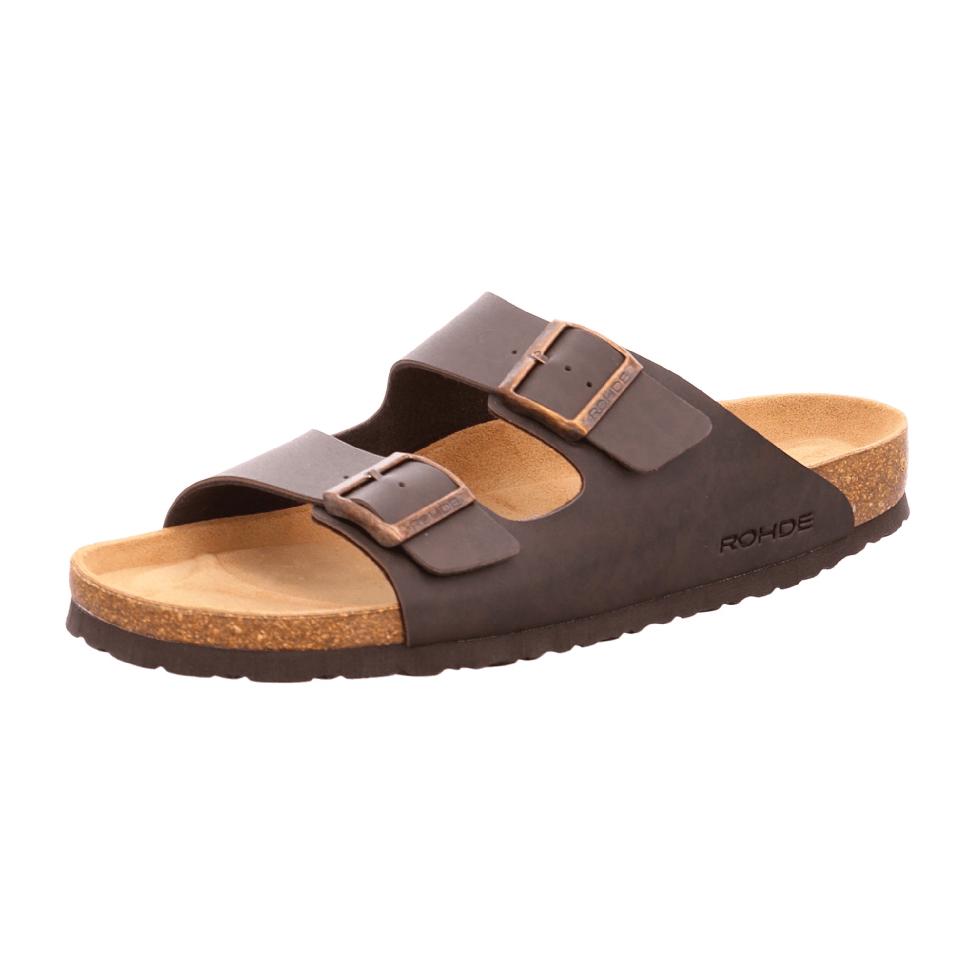 Rohde Men's Dark Brown Copper Leather Sandals with Adjustable Straps