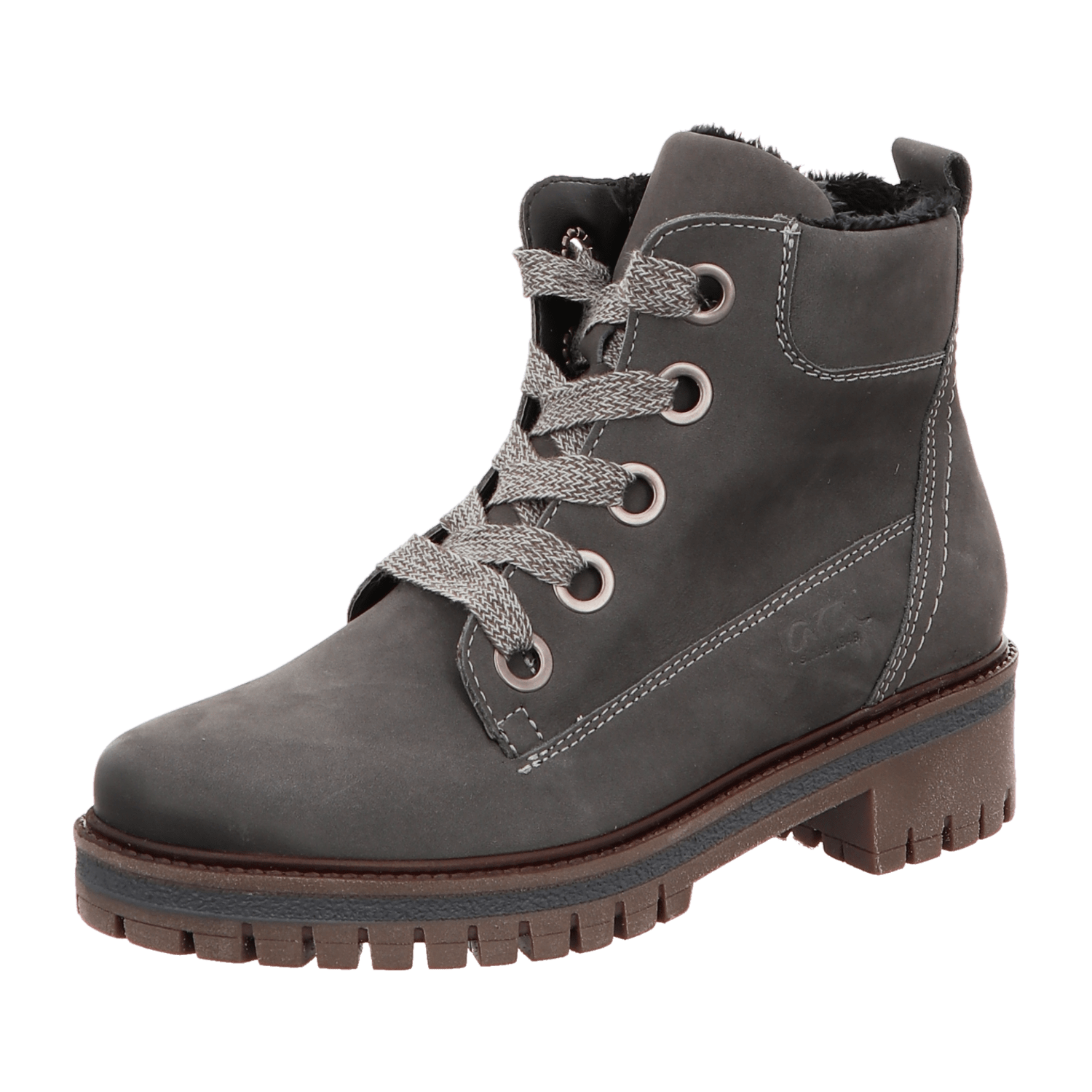 ARA JACKSON Women's Gray Smooth Leather Lace-Up Shoes with Round Toe - Bartel-Shop