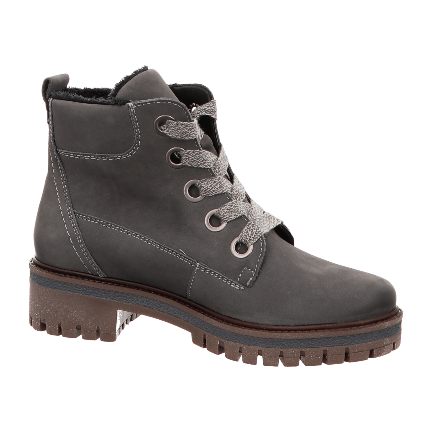 ARA JACKSON Women's Gray Smooth Leather Lace-Up Shoes with Round Toe - Bartel-Shop