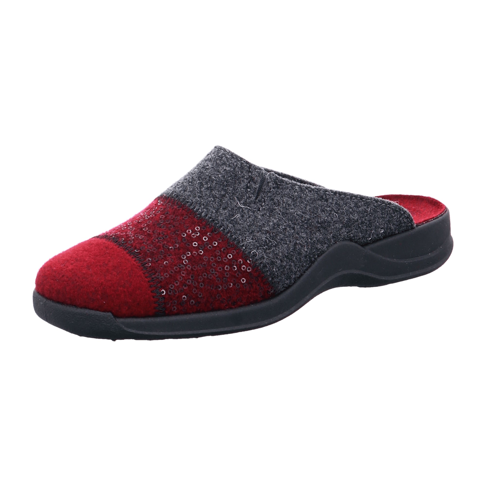 Rohde Women's Red Slippers Felt Material Flat Heel Slip-On Winter Shoes