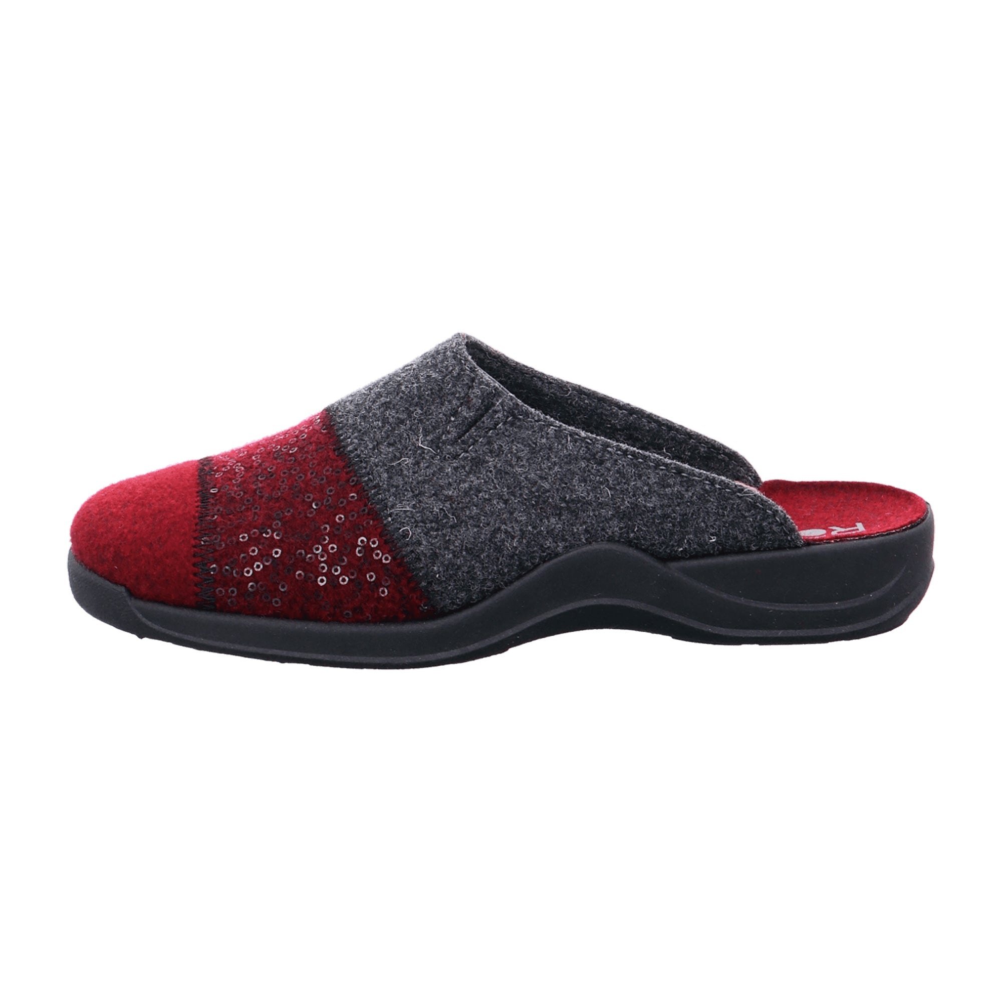 Rohde Women's Red Slippers Felt Material Flat Heel Slip-On Winter Shoes