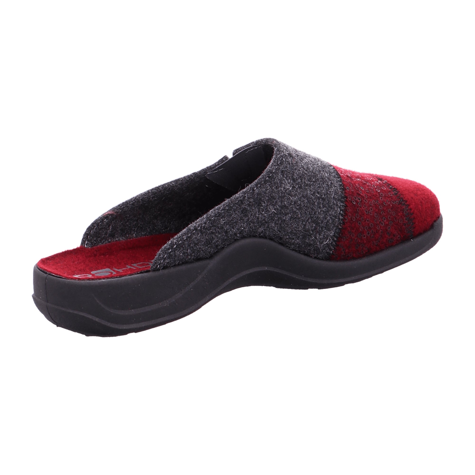 Rohde Women's Red Slippers Felt Material Flat Heel Slip-On Winter Shoes