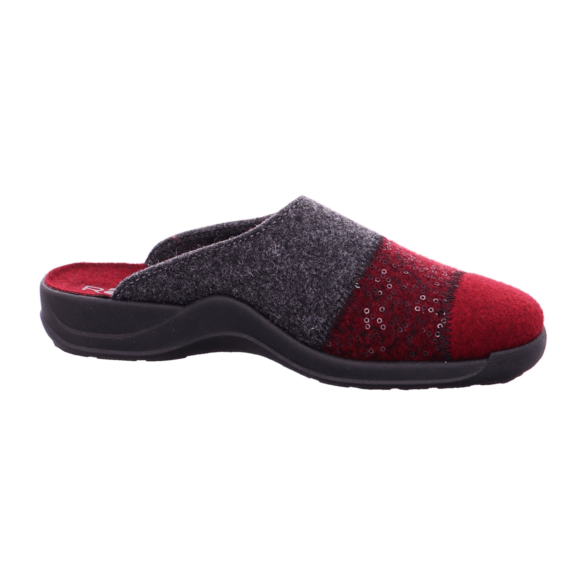 Rohde Women's Red Slippers Felt Material Flat Heel Slip-On Winter Shoes