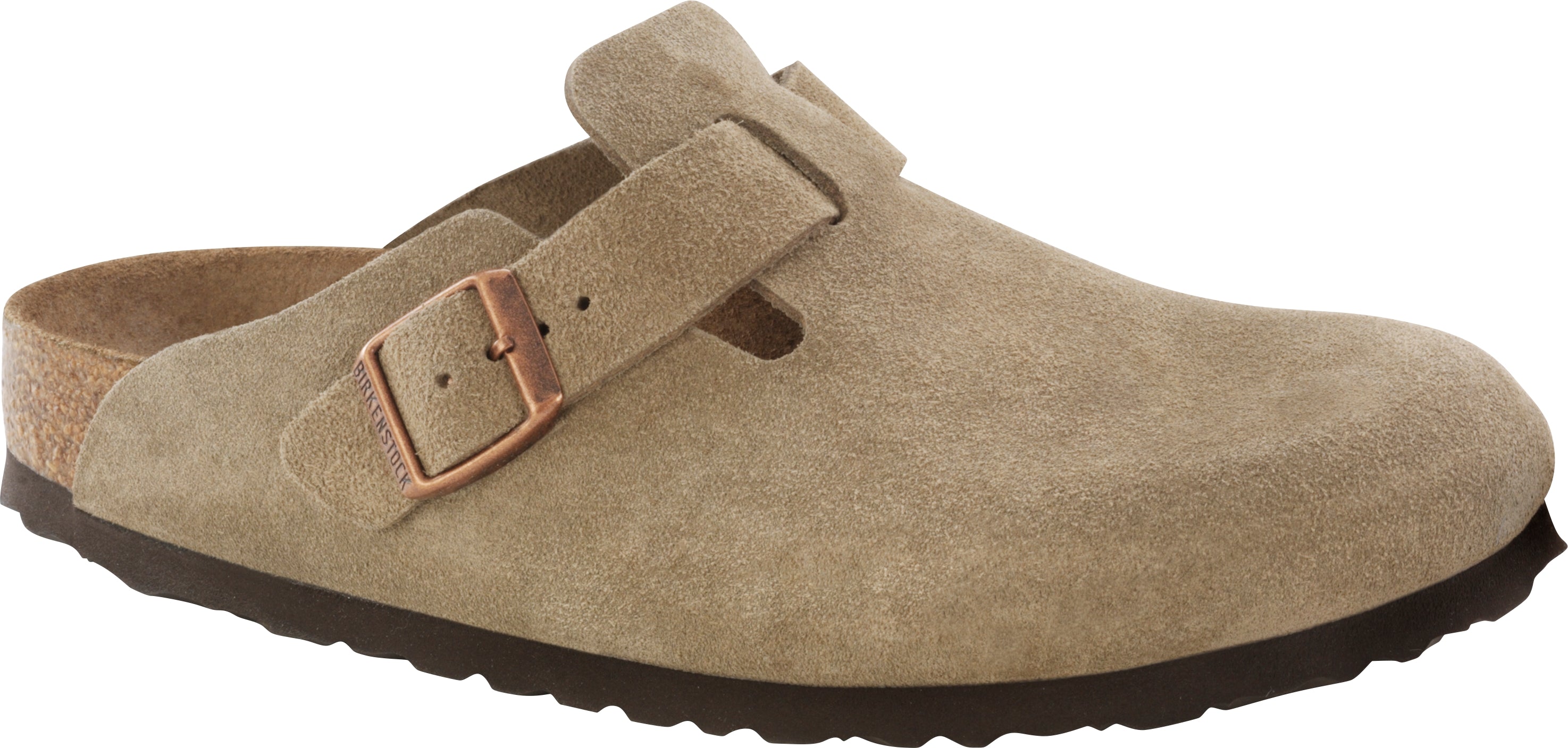Birkenstock Boston Taupe Leather Brown Suede Clogs Mules Slippers 44 Regular