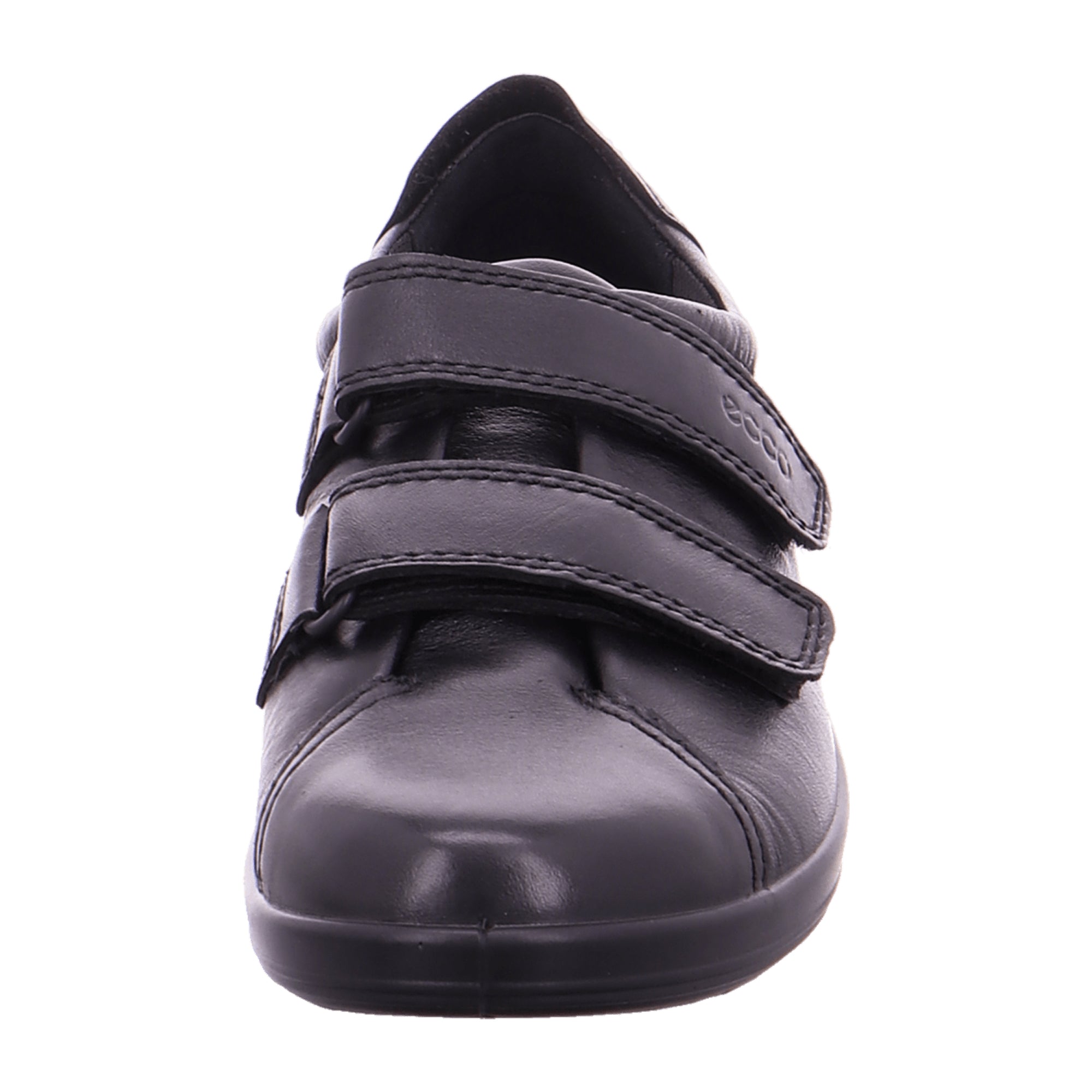 ECCO SOFT 2.0 Women's Comfortable Black Leather Slipper Loafers with Adjustable Velcro Closure