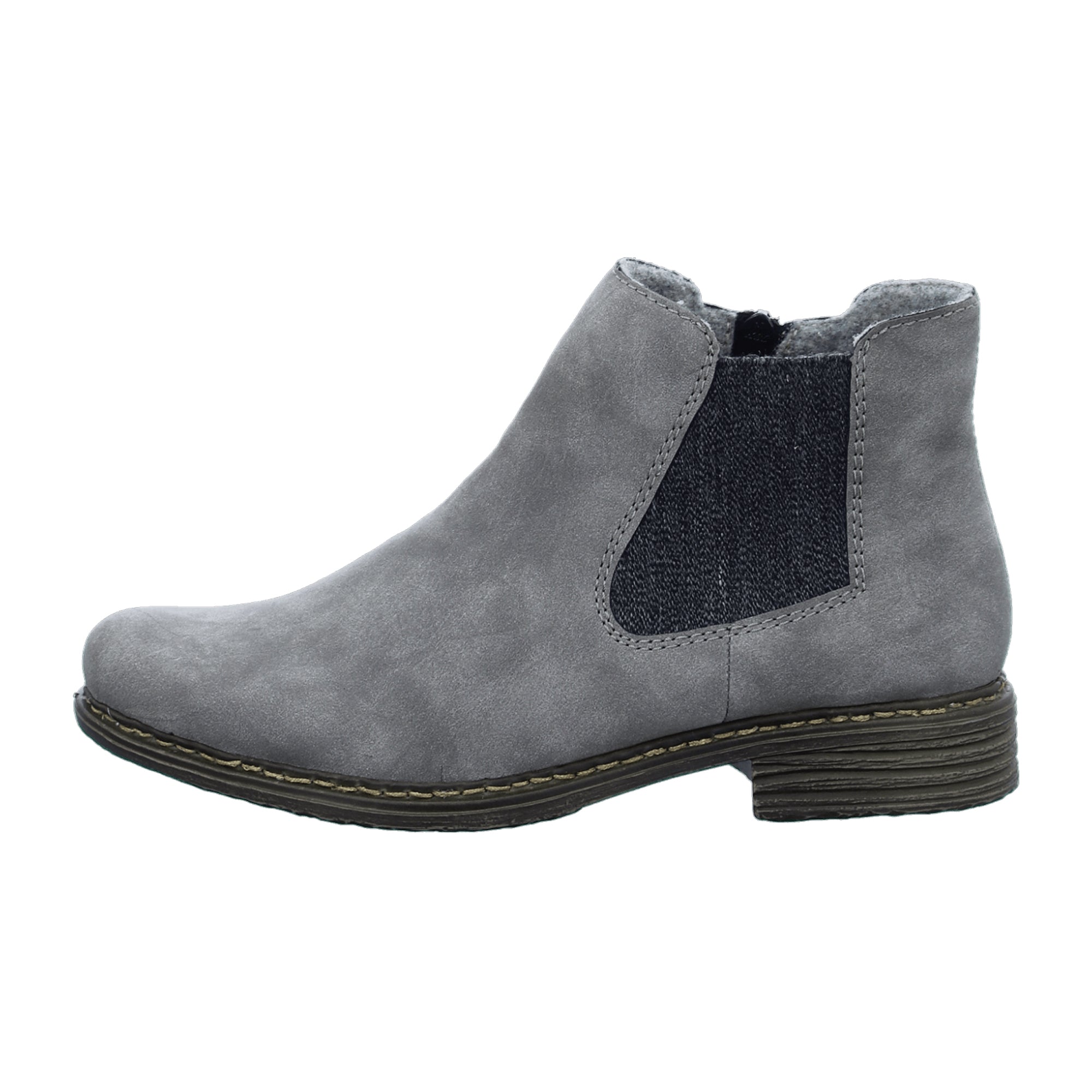 Rieker Women's Gray Chelsea Boots with Zipper and Elastic Panel for Comfort