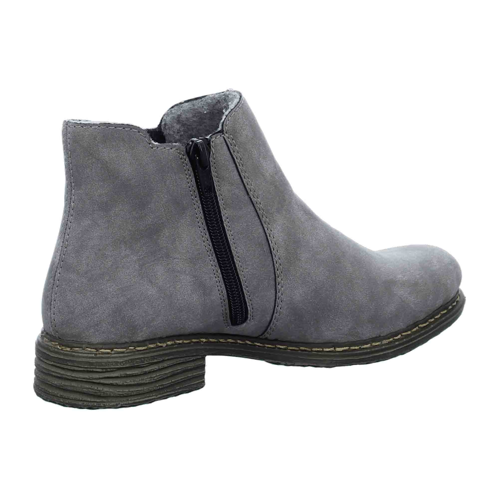 Rieker Women's Gray Chelsea Boots with Zipper and Elastic Panel for Comfort