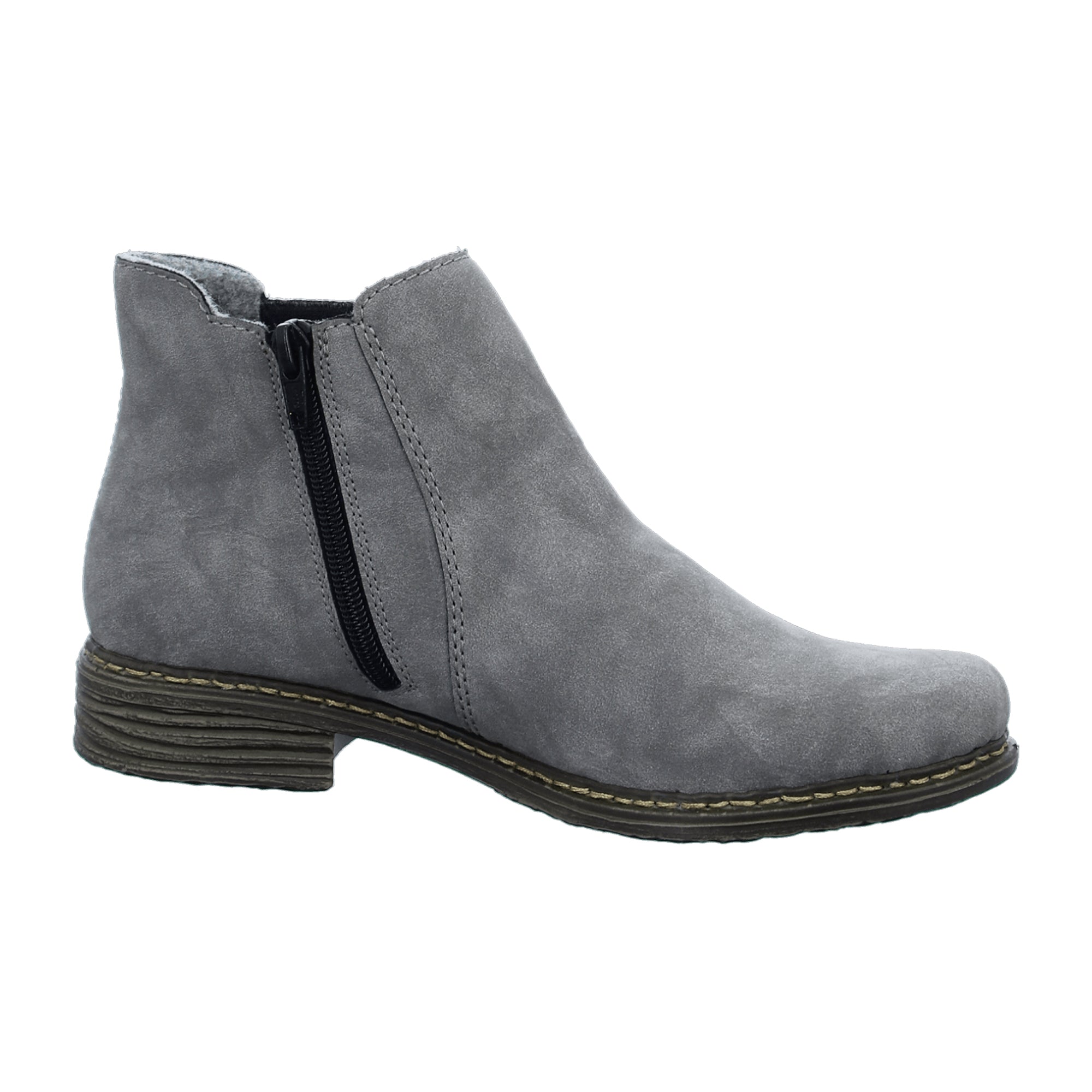 Rieker Women's Gray Chelsea Boots with Zipper and Elastic Panel for Comfort