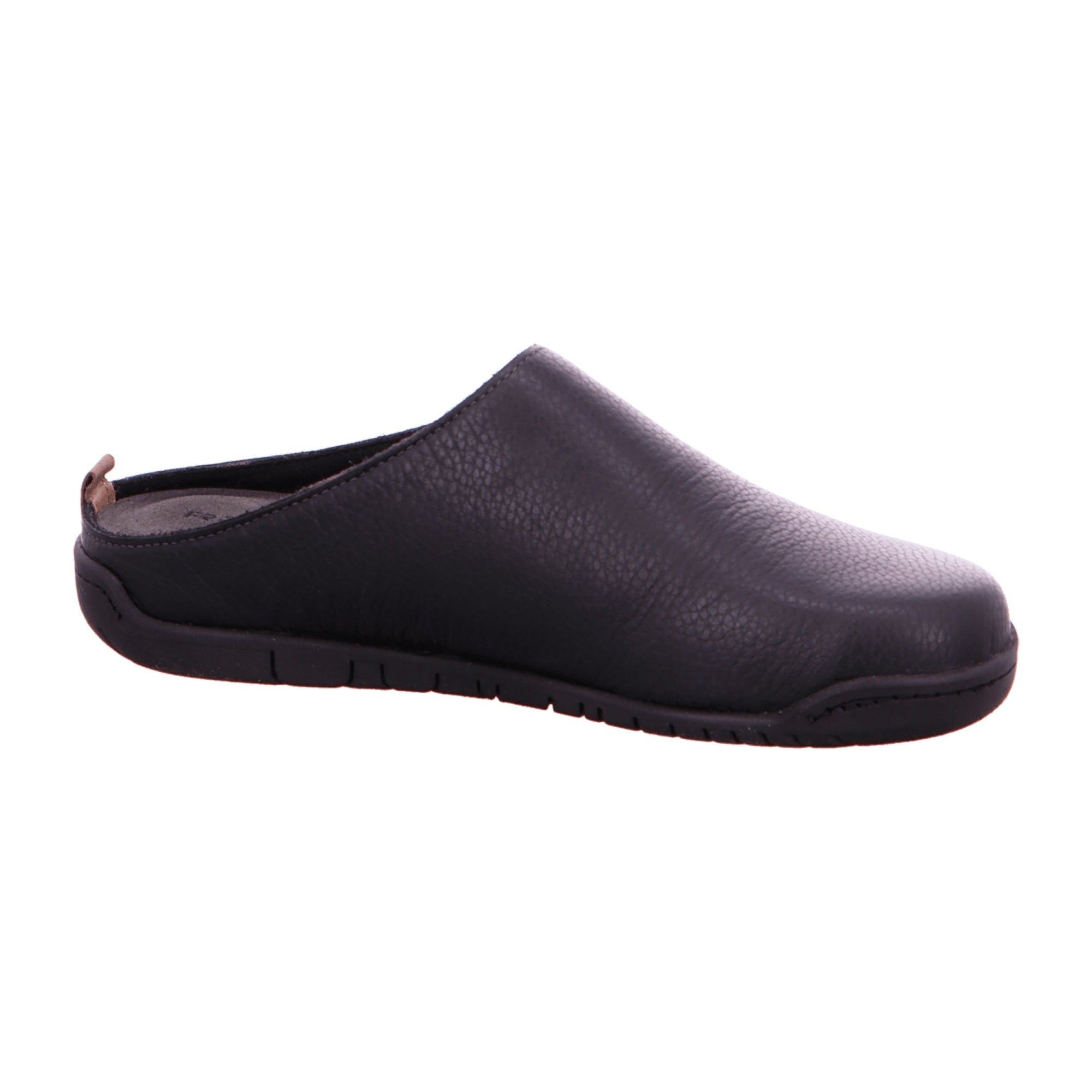 Rohde Men's Black Leather Slippers Slip-On Round Toe Flat Heel Casual Shoes