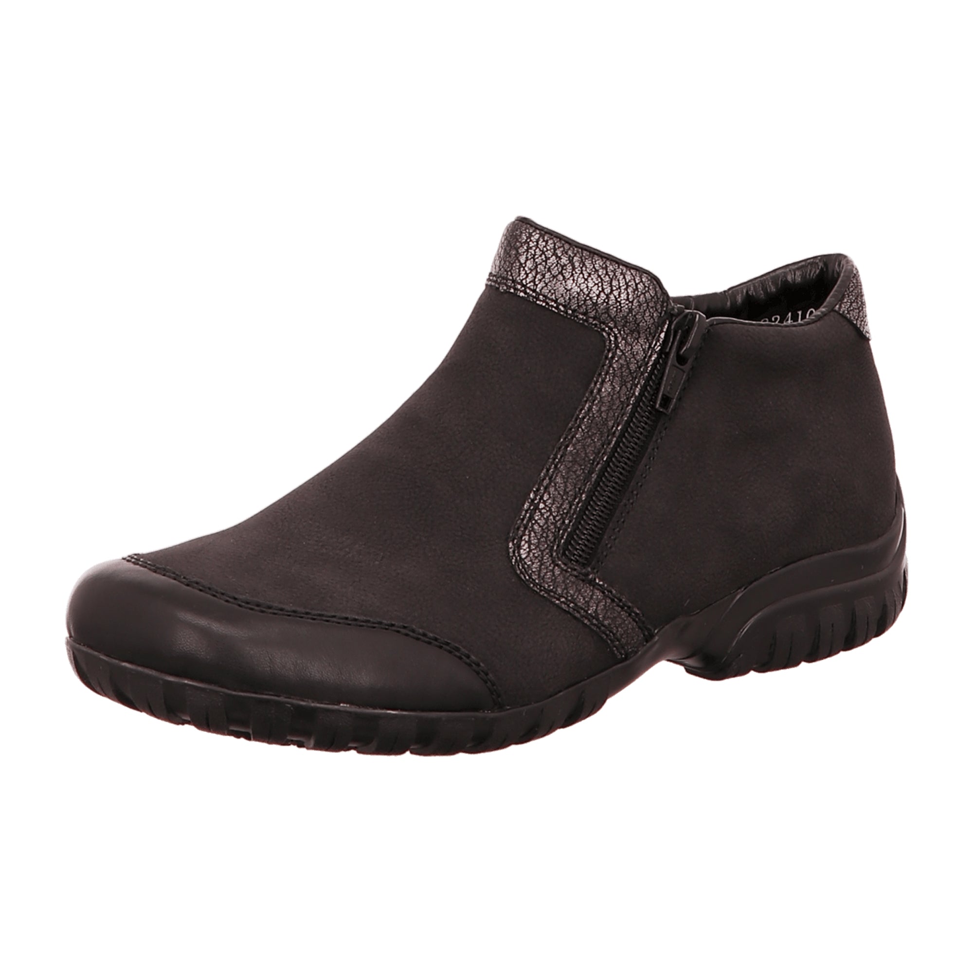 Rieker Black Ankle Boots for Women with Zipper and Warm Lining