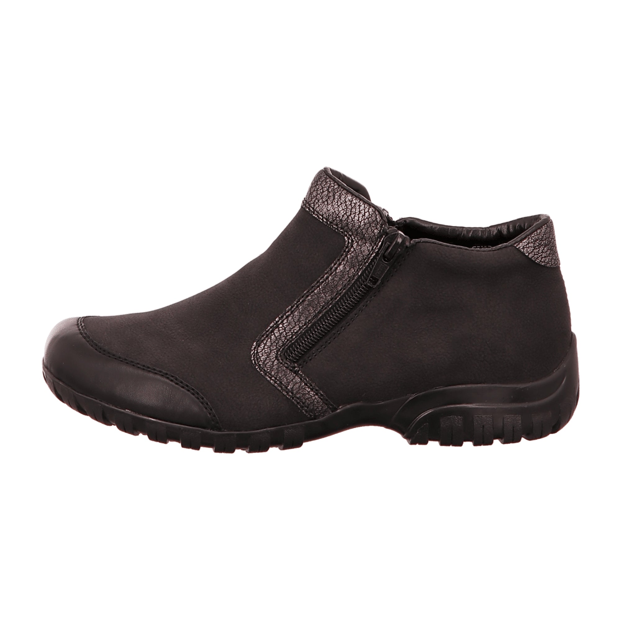 Rieker Black Ankle Boots for Women with Zipper and Warm Lining