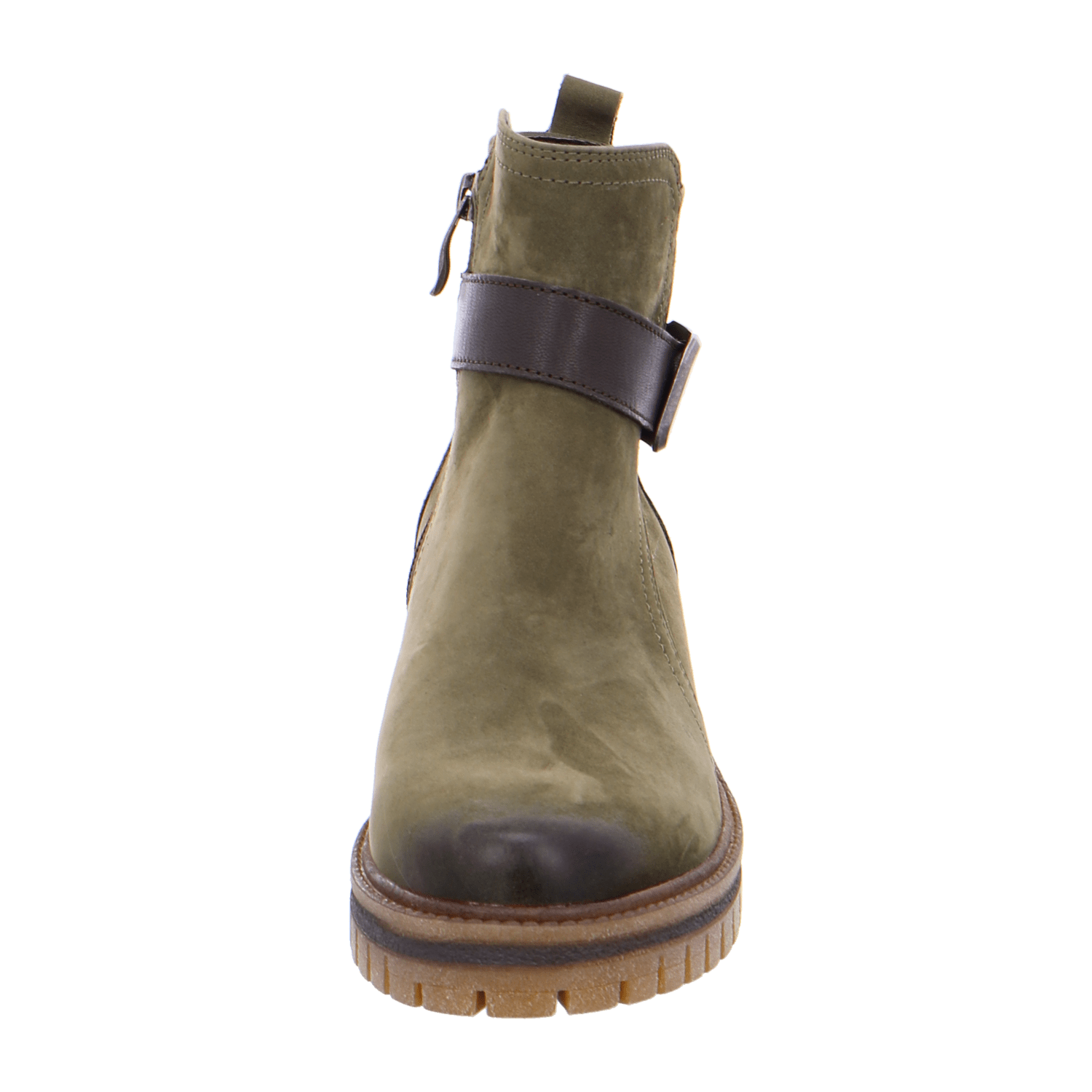 ARA JACKSON Women's Ankle Boot in Green Nubuck Leather with Zipper and Round Toe - Bartel-Shop