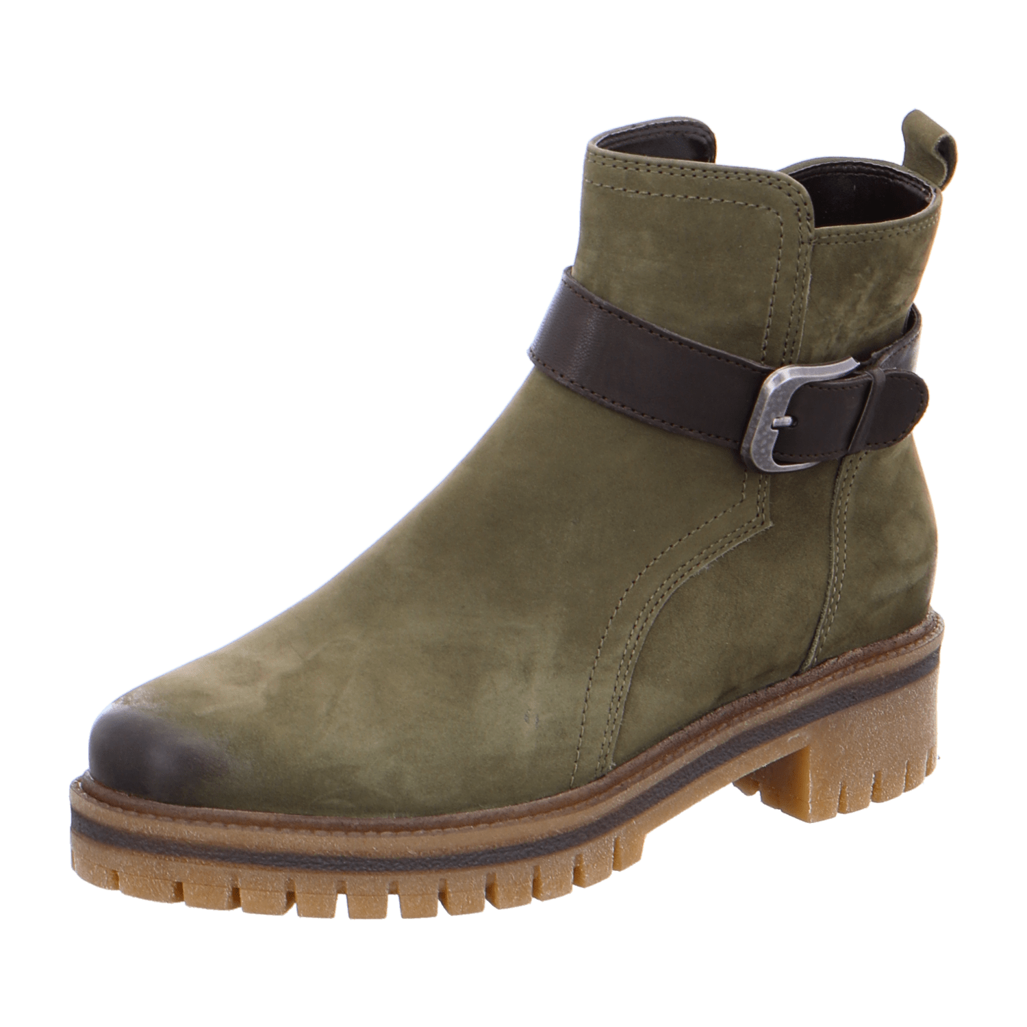 ARA JACKSON Women's Ankle Boot in Green Nubuck Leather with Zipper and Round Toe - Bartel-Shop
