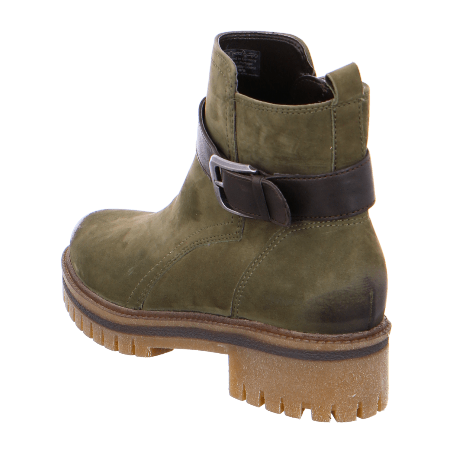 ARA JACKSON Women's Ankle Boot in Green Nubuck Leather with Zipper and Round Toe - Bartel-Shop