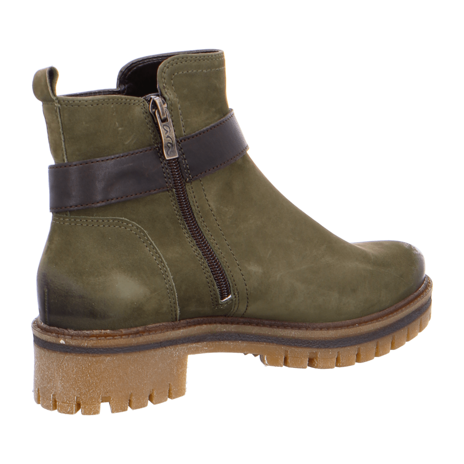 ARA JACKSON Women's Ankle Boot in Green Nubuck Leather with Zipper and Round Toe - Bartel-Shop