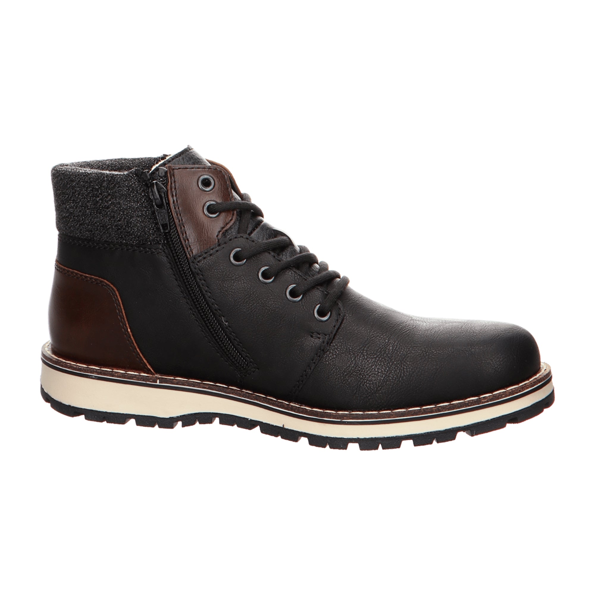 Rieker Men's Black Ankle Boots with Warm Lining and Functional Membrane