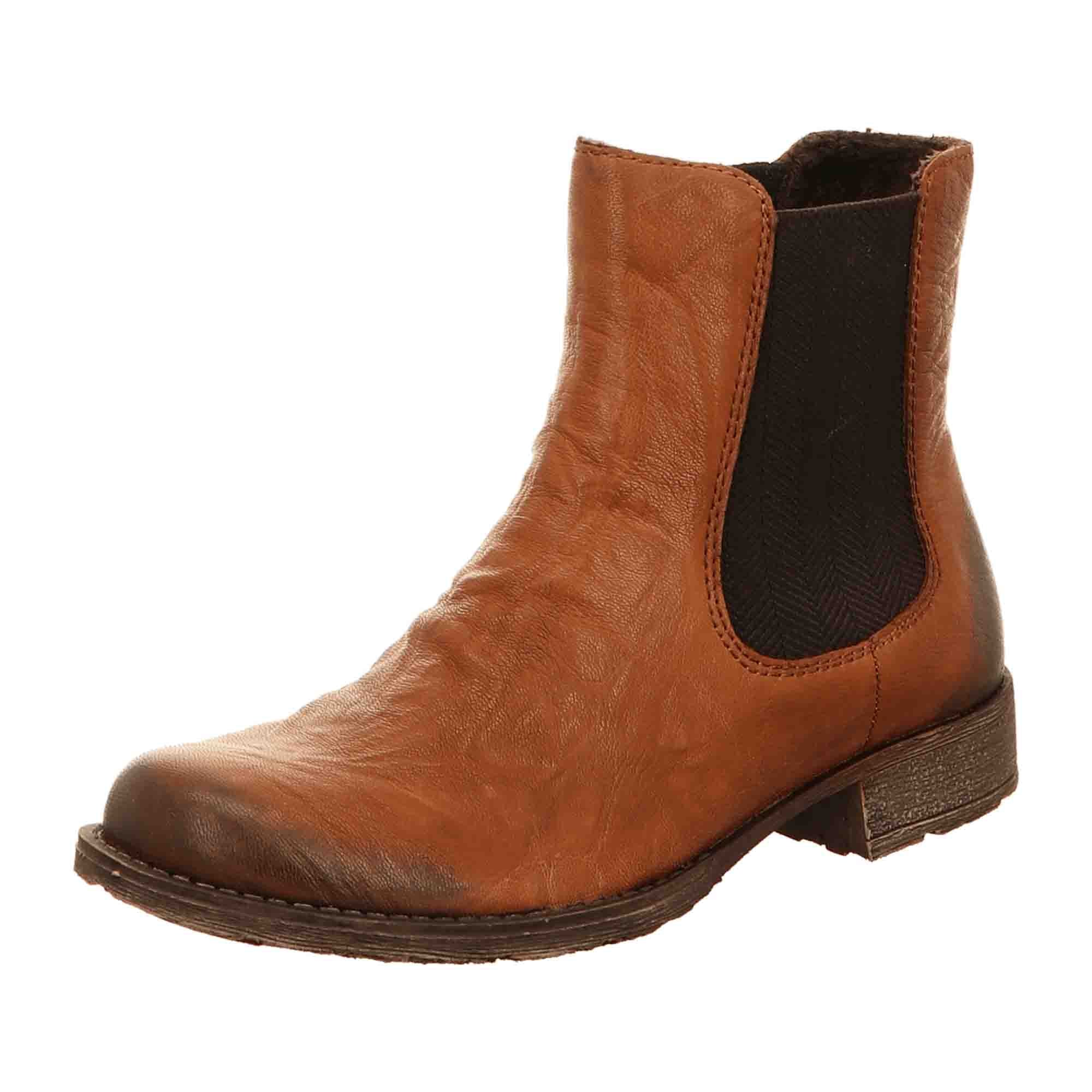 Rieker Women's Brown Chelsea Boots with Zipper, Flat Heel, Fall/Winter