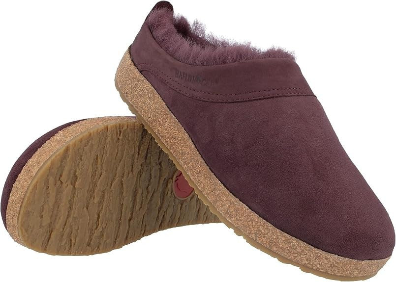 HAFLINGER Snowbird aubergine mauve Clogs Mules Slippers Lambskin EU38 US7