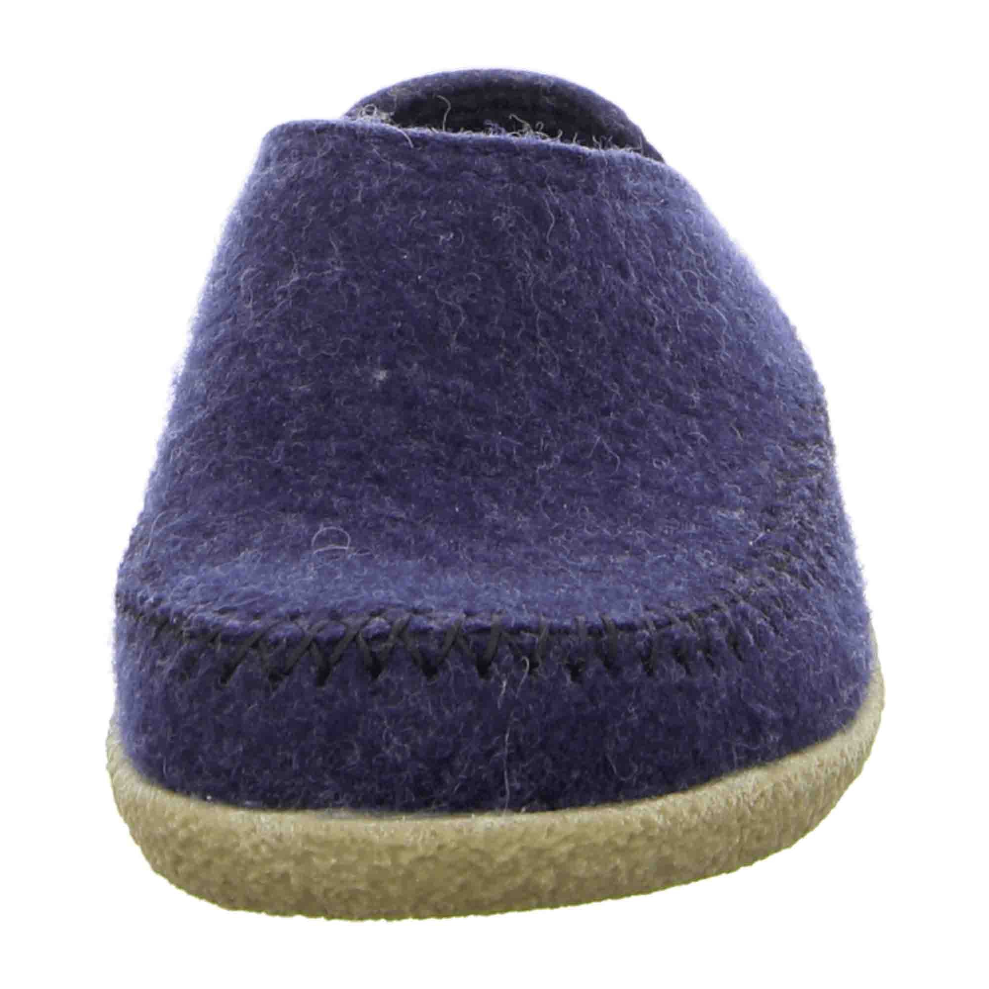 Haflinger Blizzard Credo Men's Slippers, Blue - Durable Stylish Wool Footwear