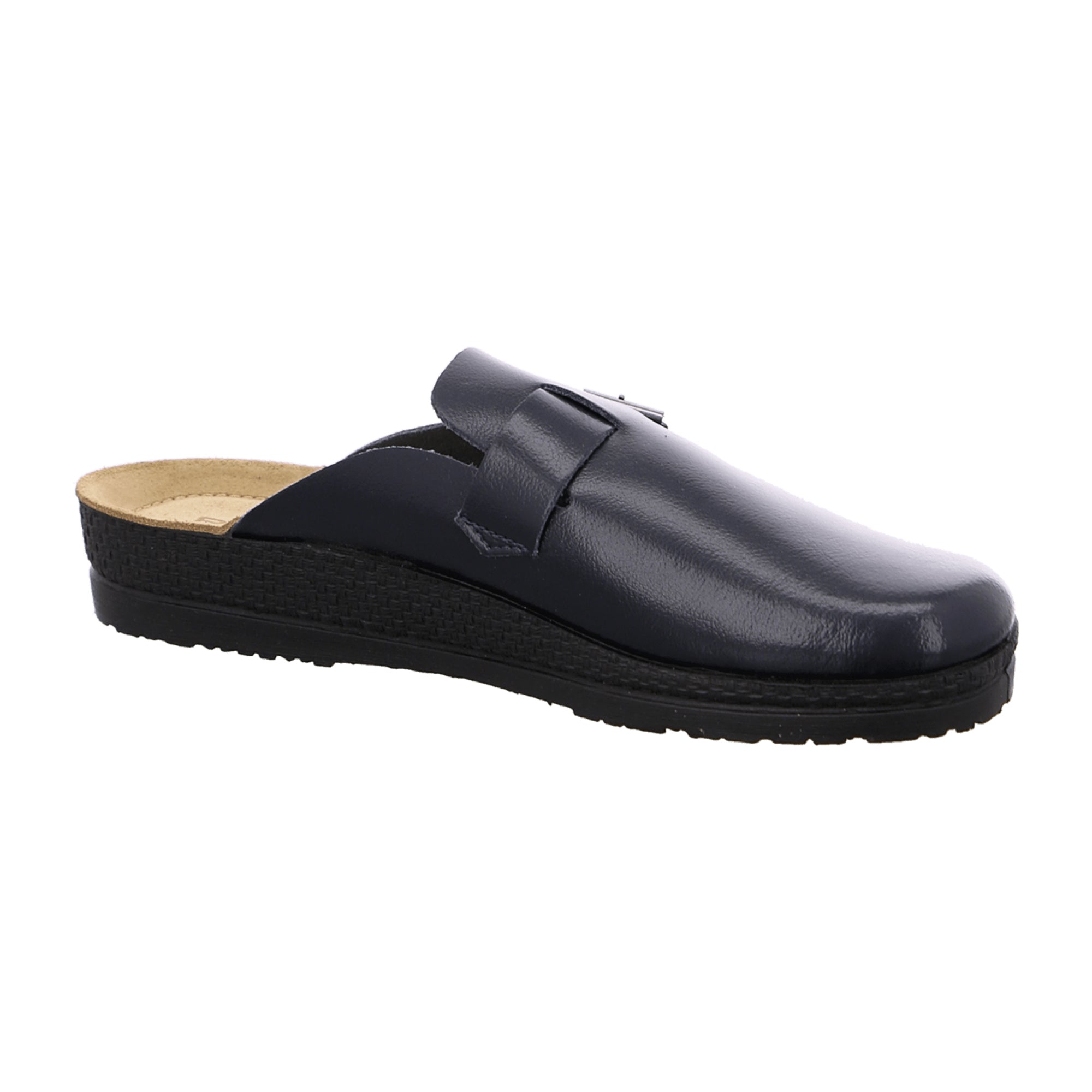 Rohde Comfortable Men's Black Leather Clogs with Round Toe and Flat Heel