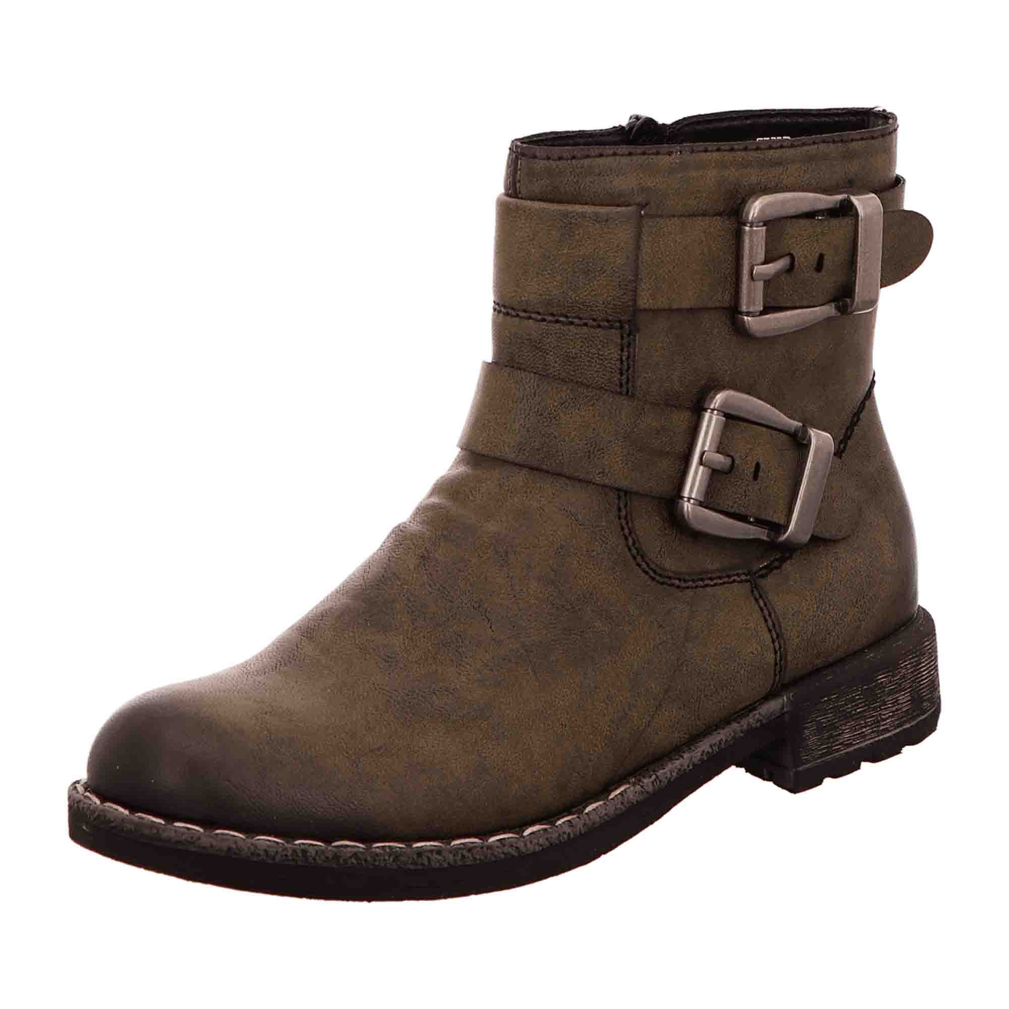 Rieker Brown Leather Classic Ankle Boots for Women with Zipper Closure