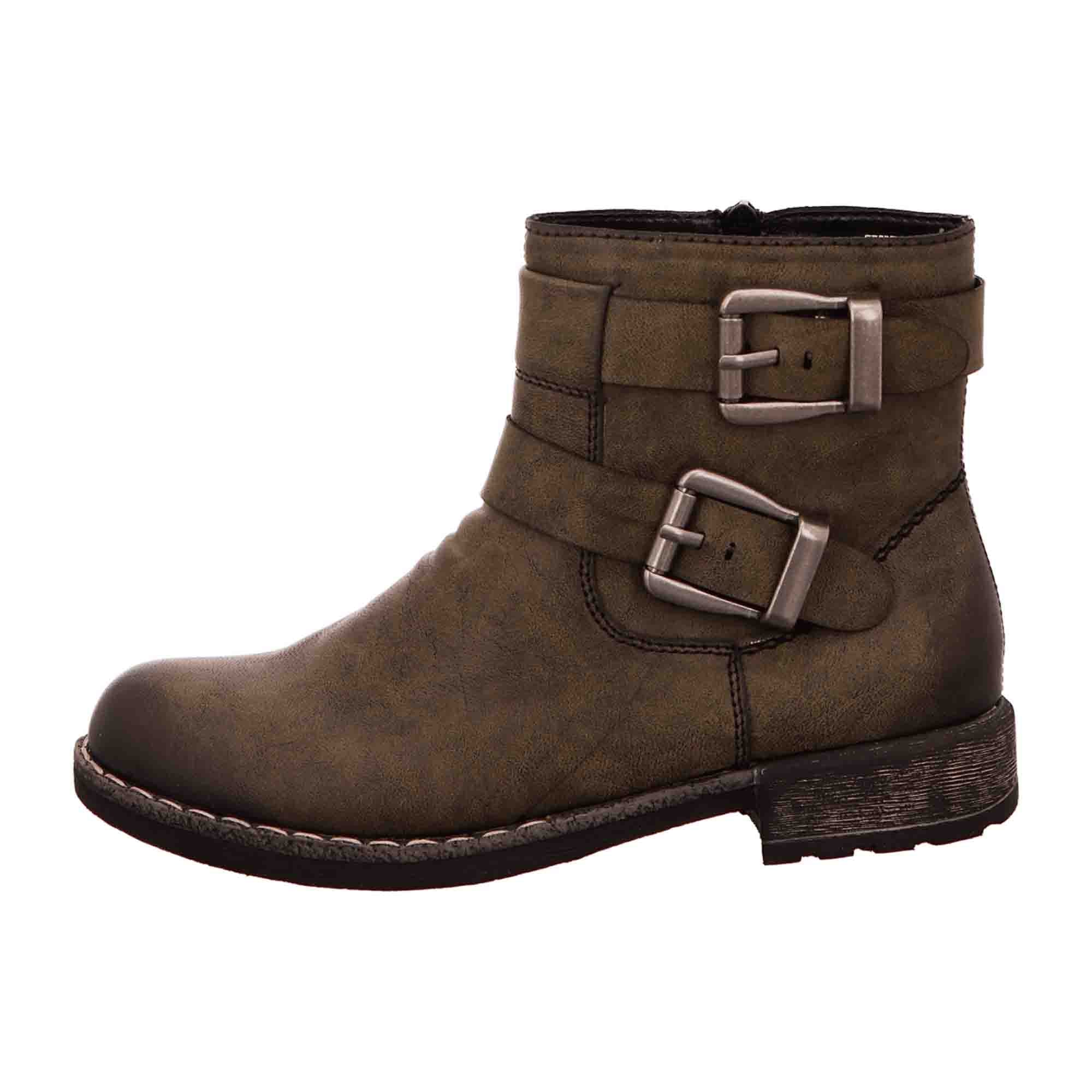 Rieker Brown Leather Classic Ankle Boots for Women with Zipper Closure