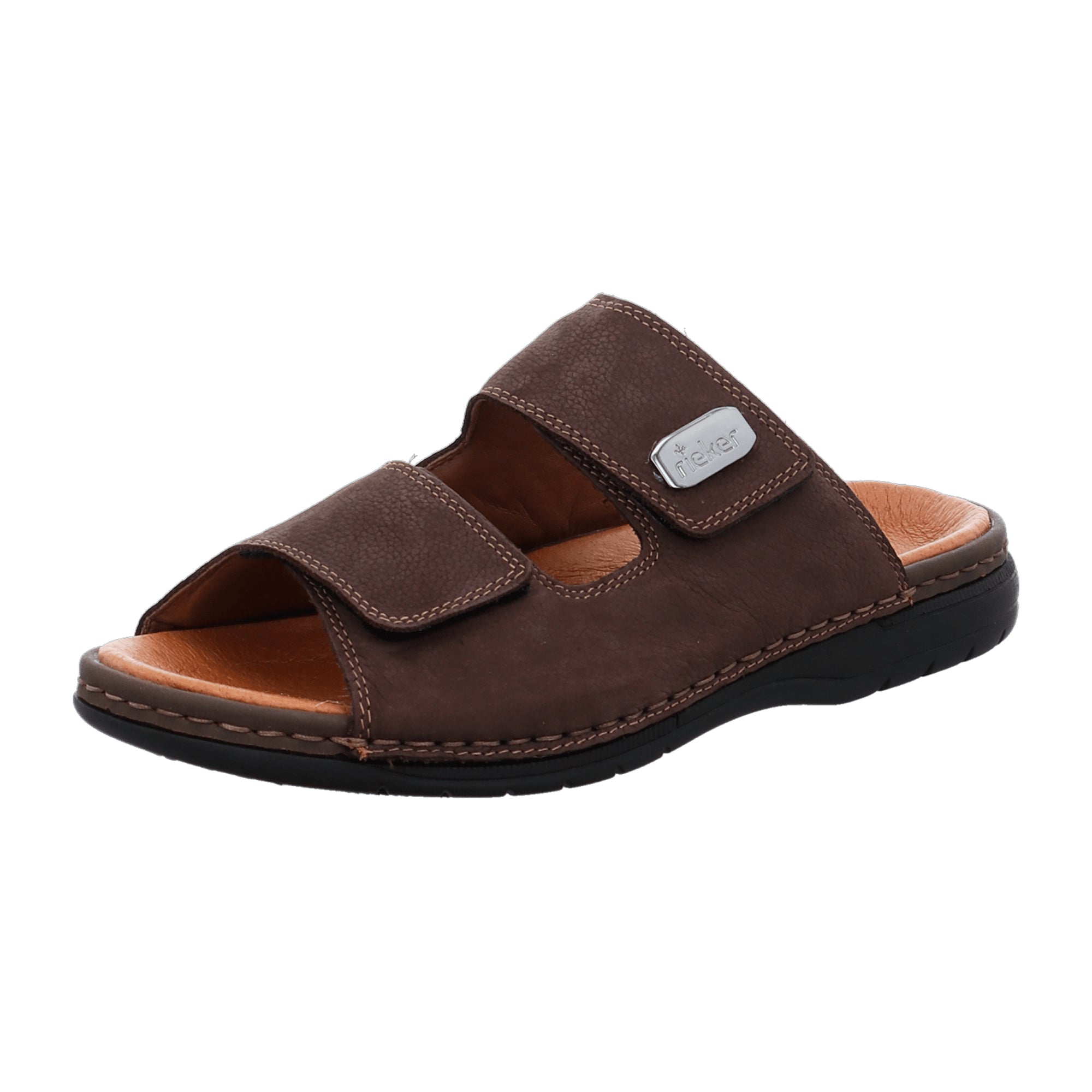 Rieker Brown Leather Pantolette Comfortable Flat Sandals Quick Shipping