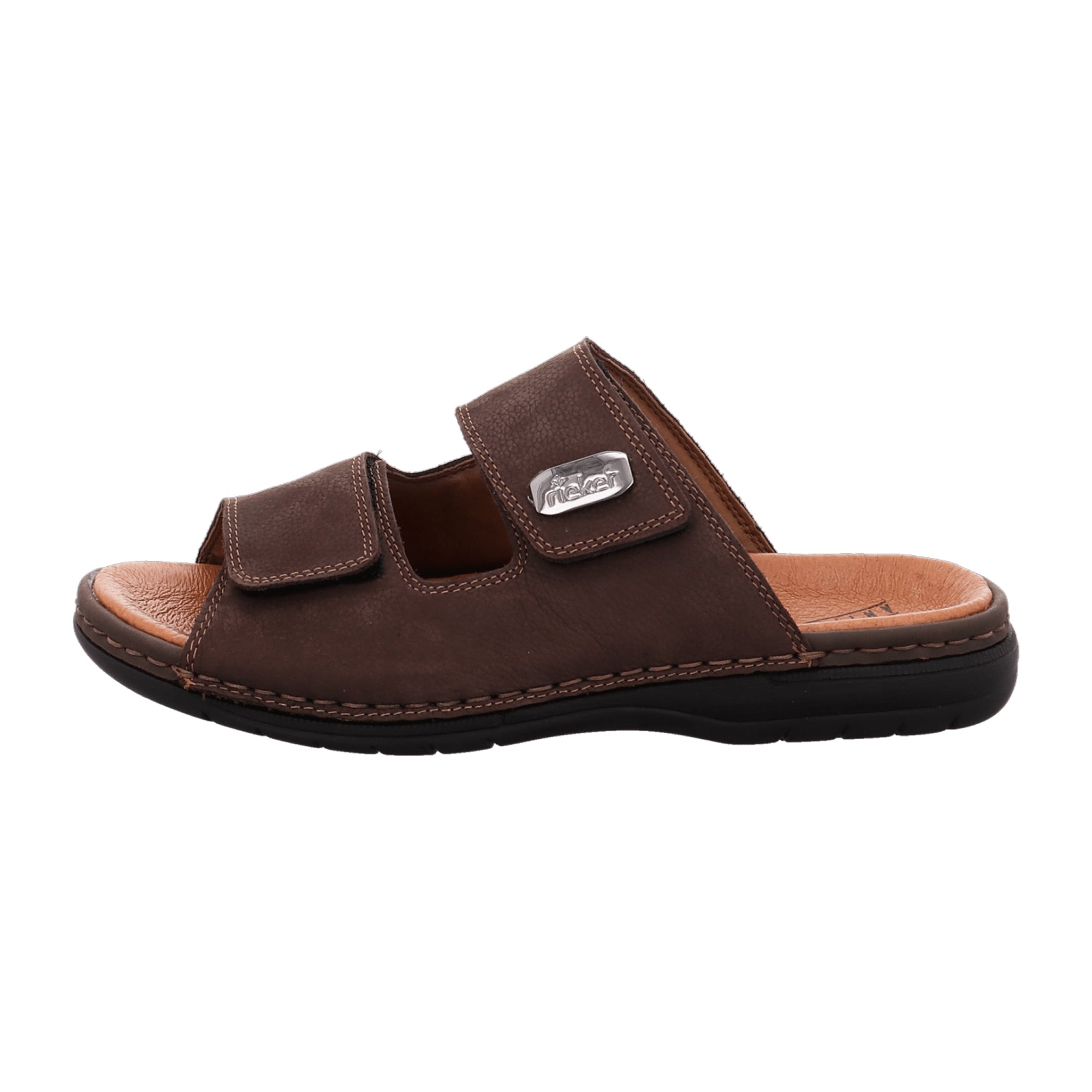 Rieker Brown Leather Pantolette Comfortable Flat Sandals Quick Shipping