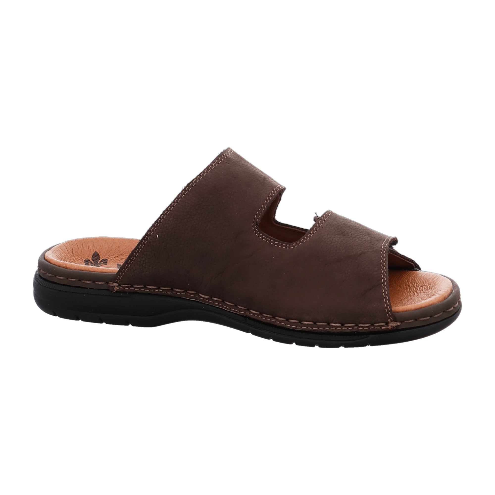 Rieker Brown Leather Pantolette Comfortable Flat Sandals Quick Shipping