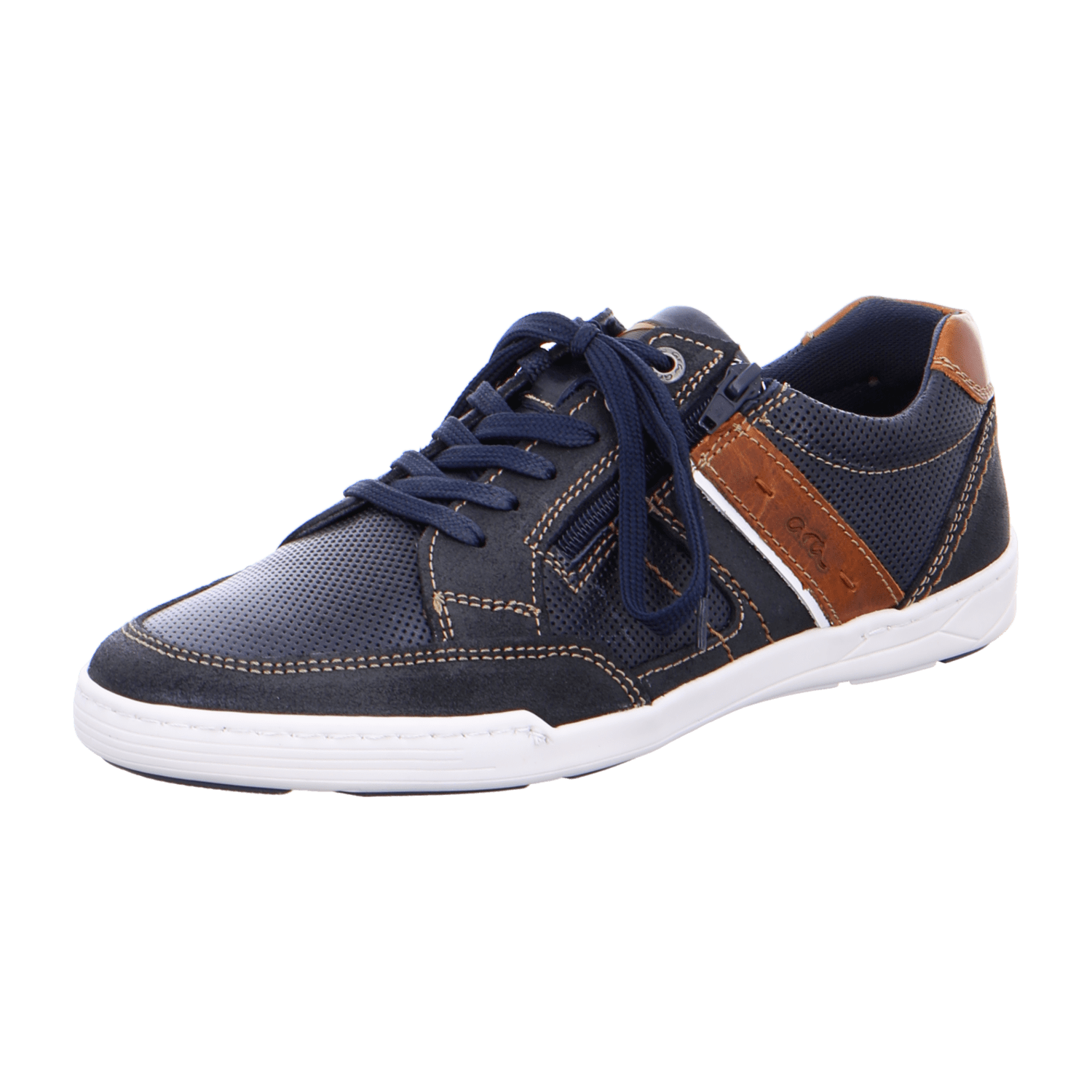 ARA TORBEN Men's Blue Smooth Leather Lace-Up Shoes with Mesh Lining and Synthetic Sole