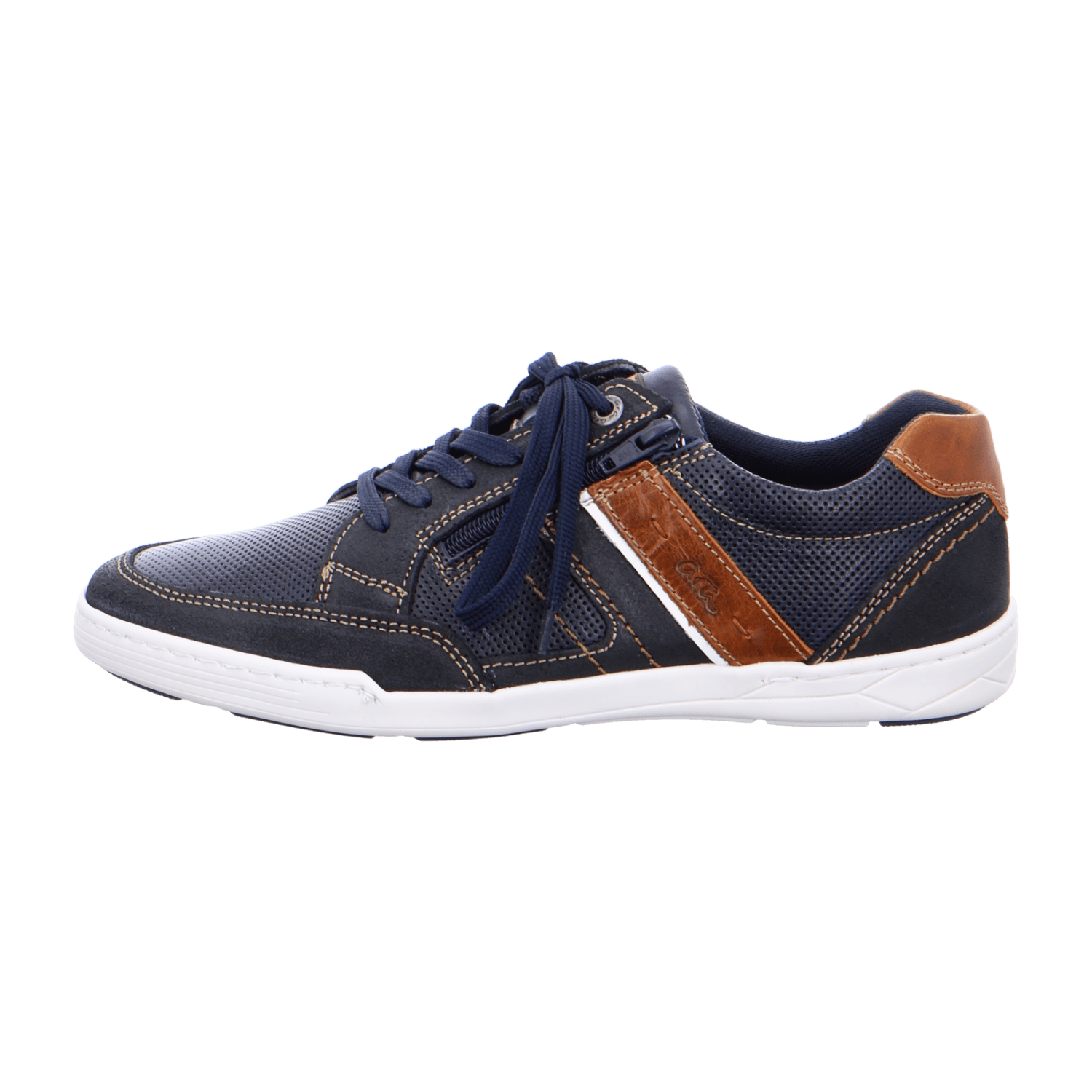 ARA TORBEN Men's Blue Smooth Leather Lace-Up Shoes with Mesh Lining and Synthetic Sole