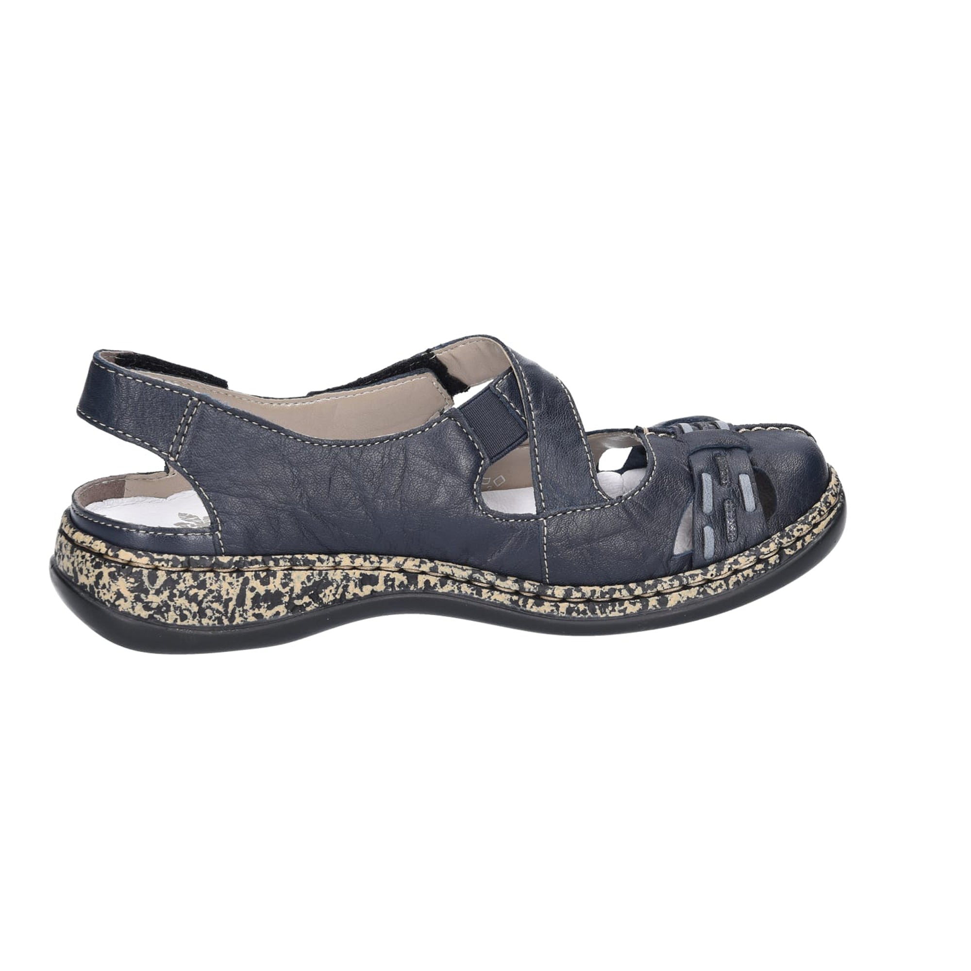 Rieker Women's Blue Slingback Sandals with Velcro Closure and Cushioned Sole