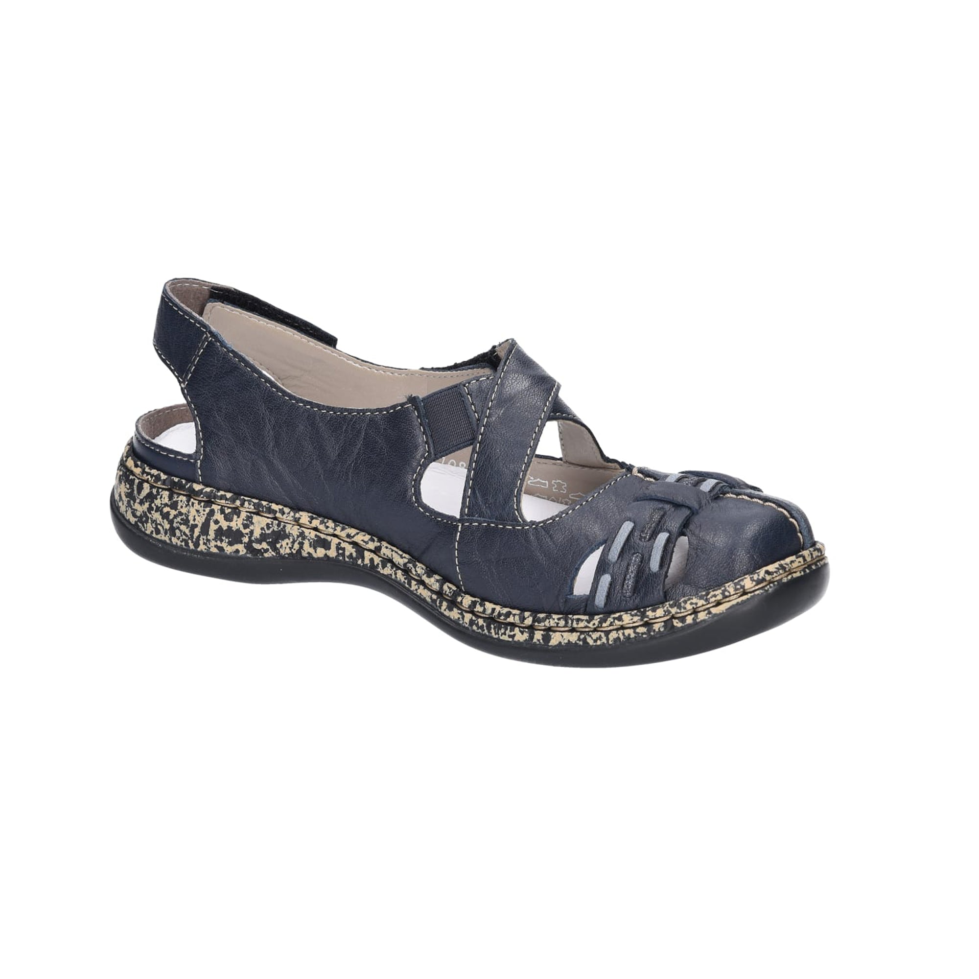 Rieker Women's Blue Slingback Sandals with Velcro Closure and Cushioned Sole