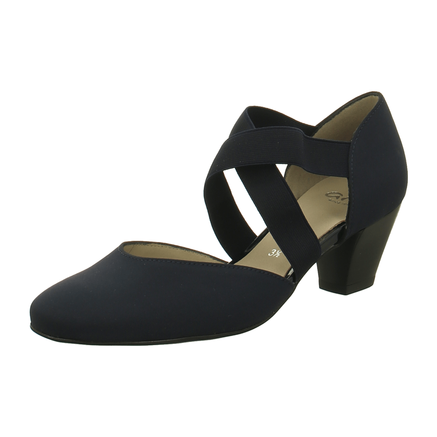 ARA Comfortable Women's Pumps in Smooth Blue Leather with Ankle Strap and Round Toe