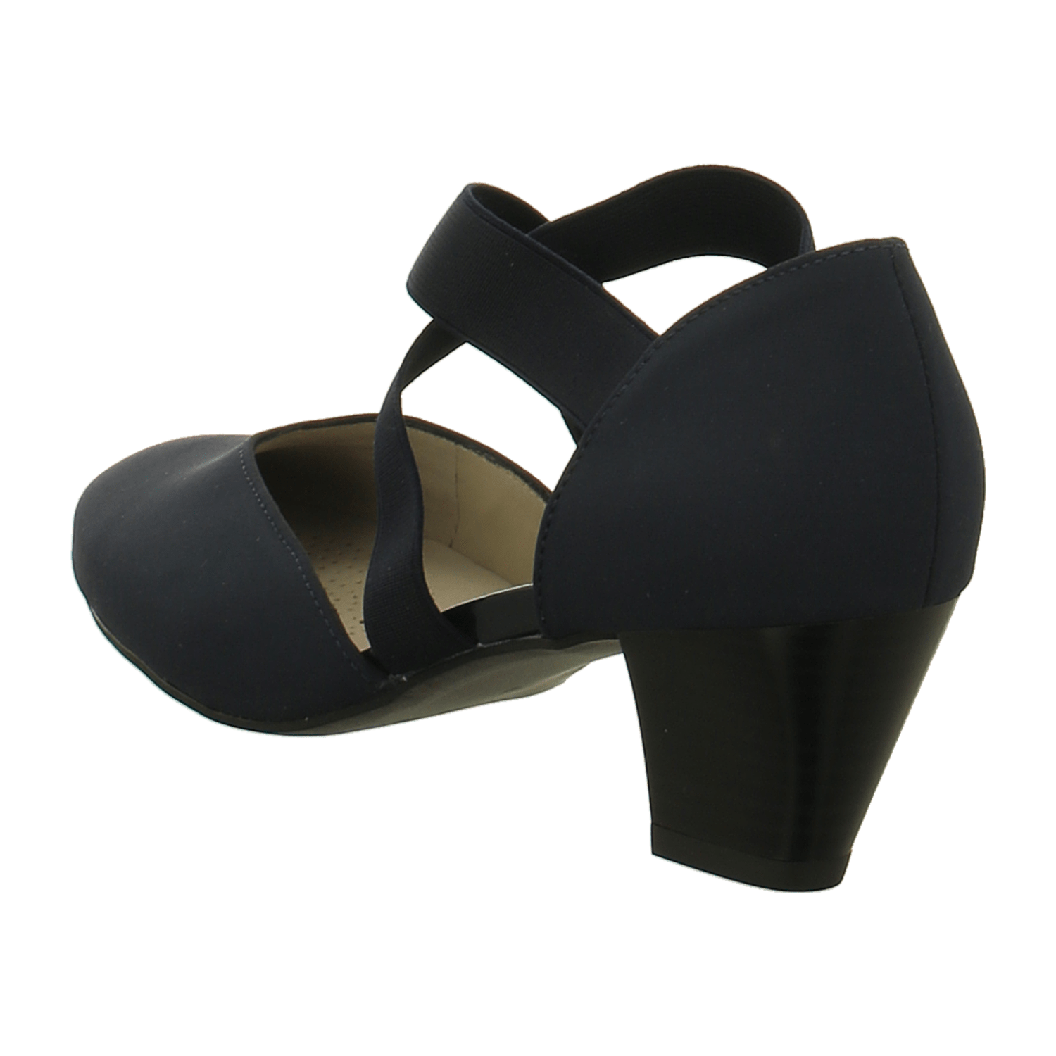 ARA Comfortable Women's Pumps in Smooth Blue Leather with Ankle Strap and Round Toe