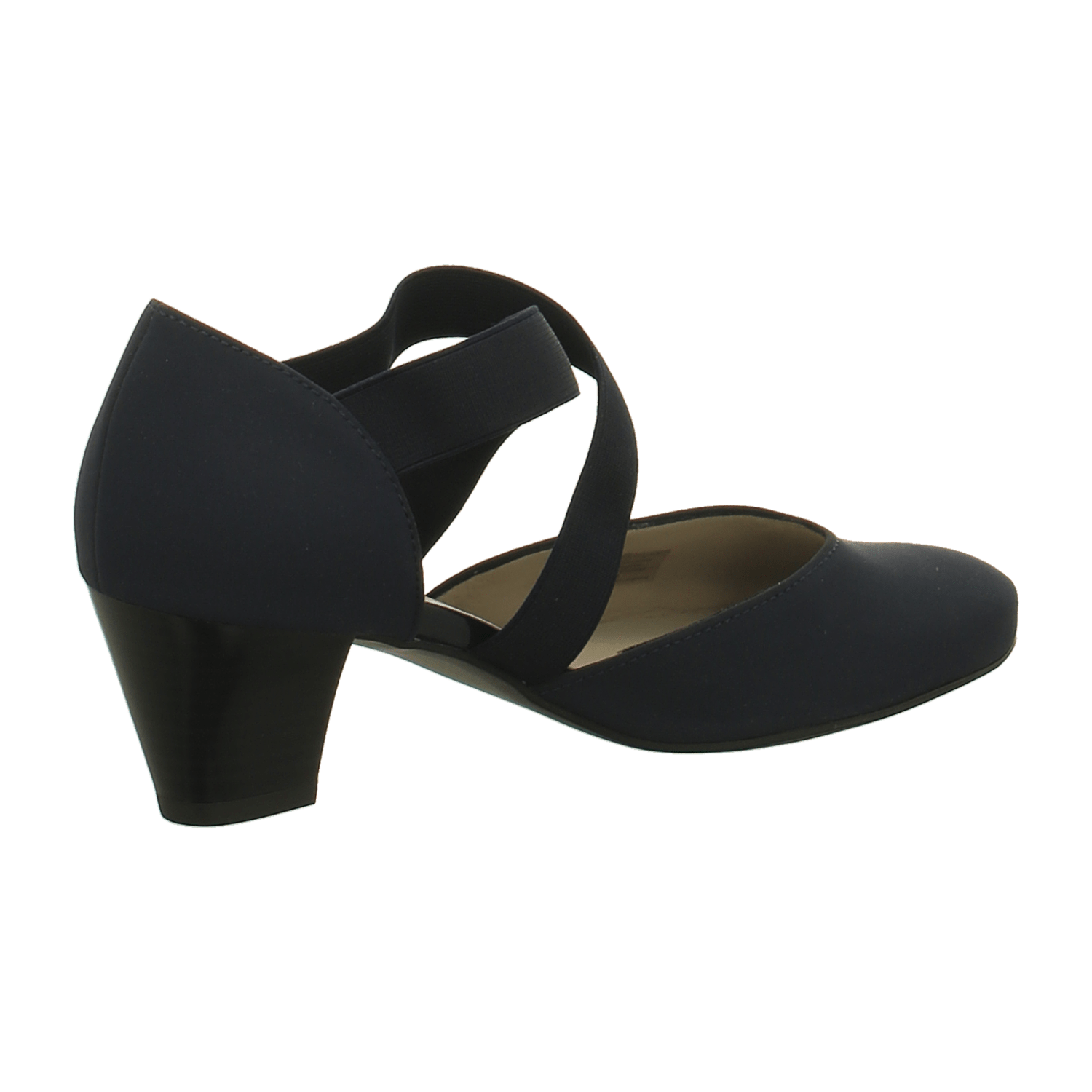 ARA Comfortable Women's Pumps in Smooth Blue Leather with Ankle Strap and Round Toe