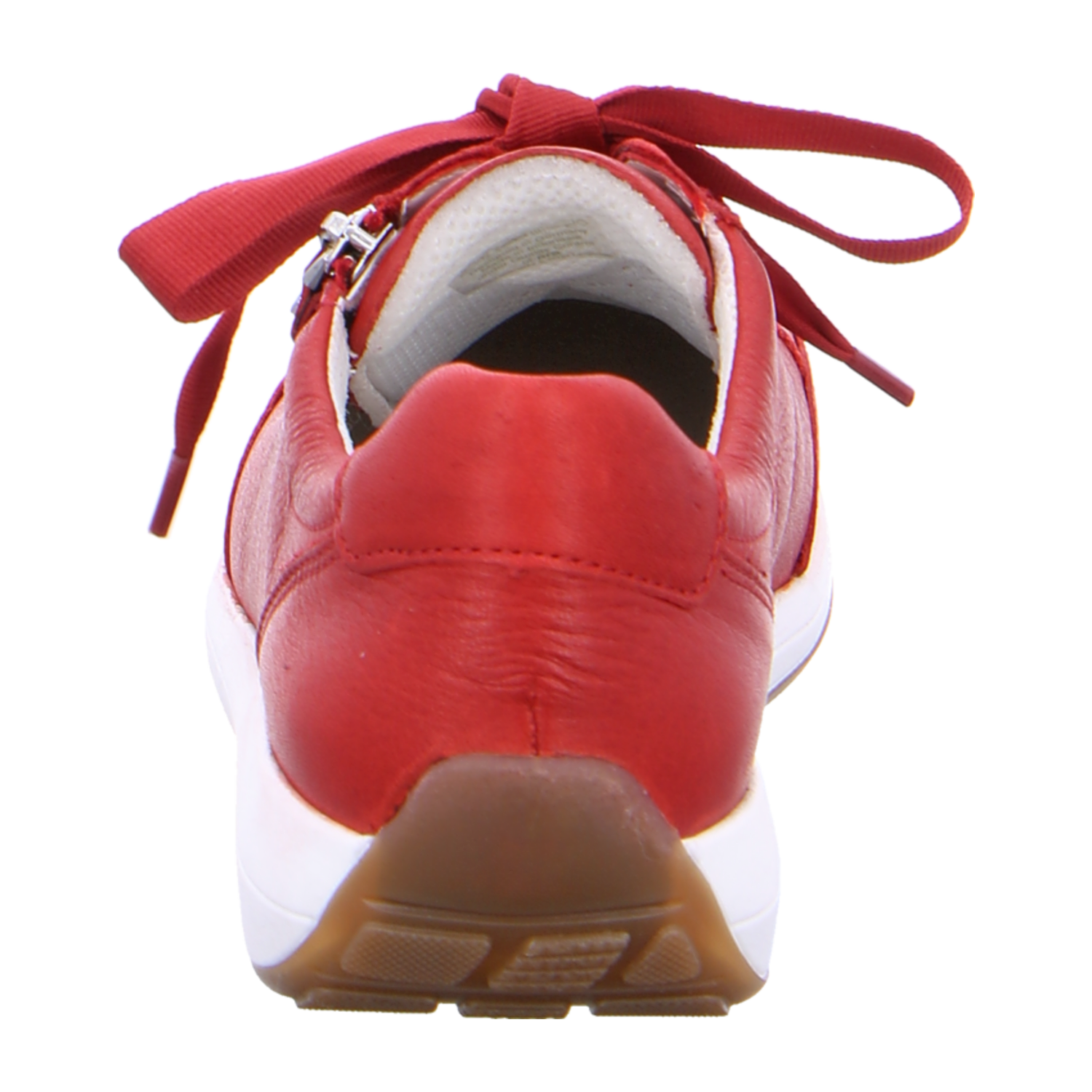 ARA Red Women's T-Bar Lace-Up Shoes in Smooth Leather with Closed Toe and Cold-Weather Lined Interior in Red