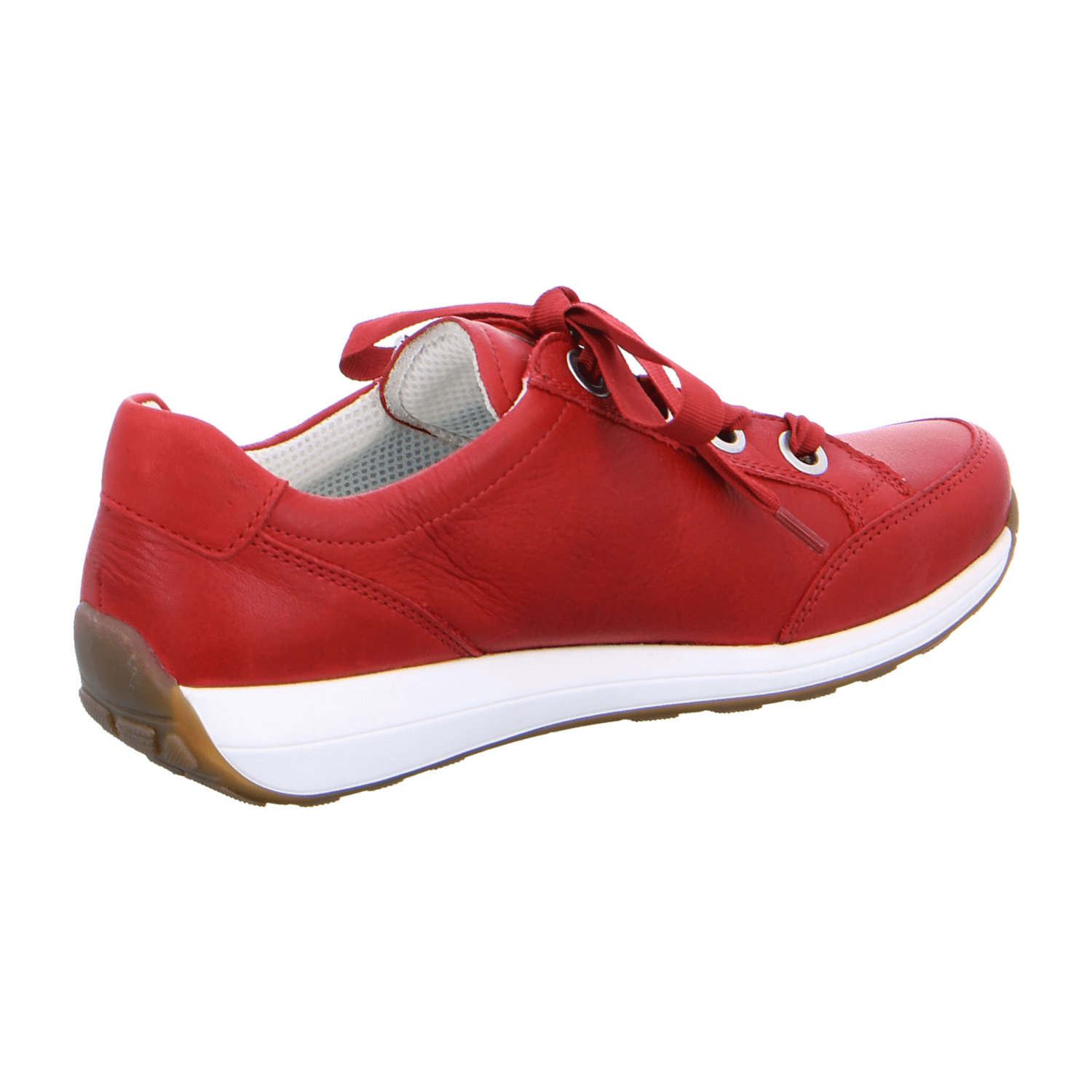 ARA Red Women's T-Bar Lace-Up Shoes in Smooth Leather with Closed Toe and Cold-Weather Lined Interior in Red