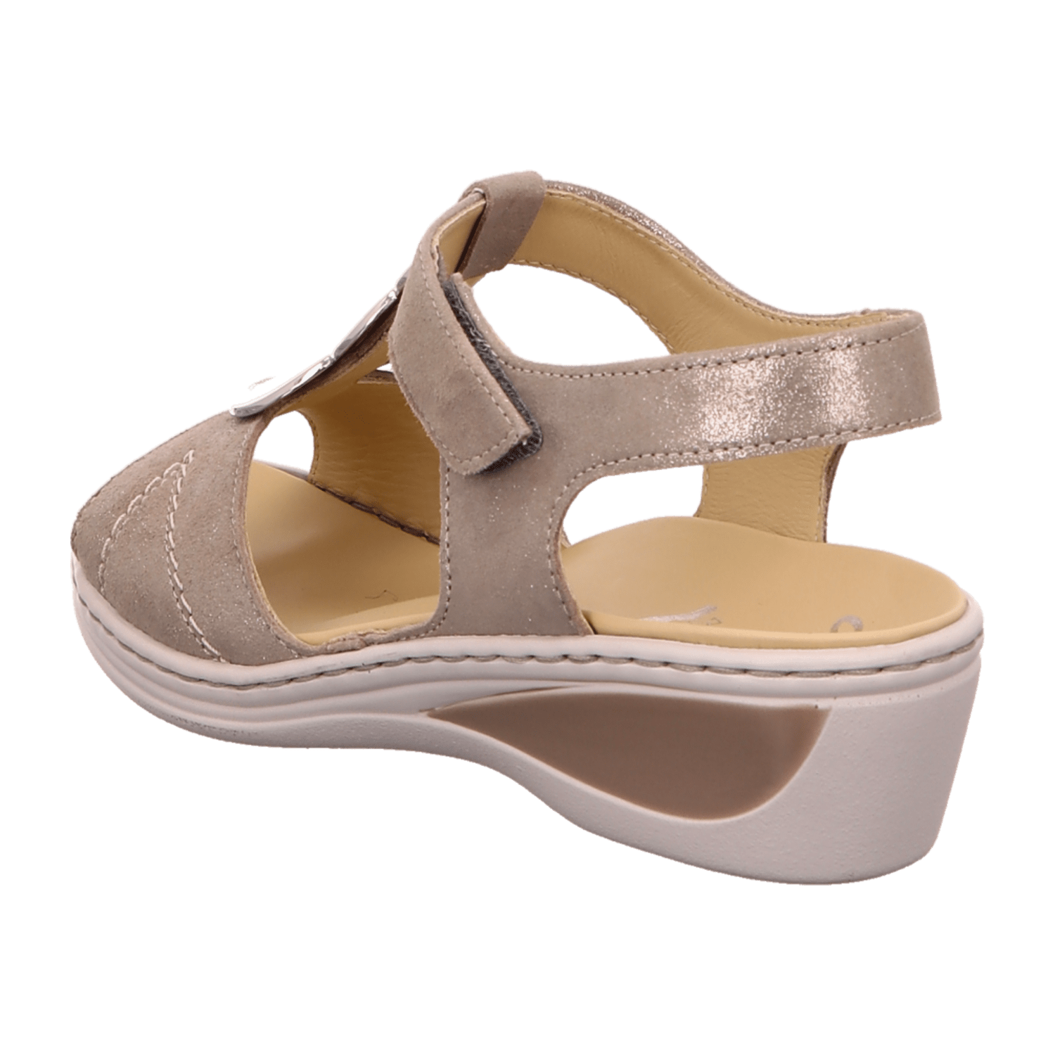 ARA COLMAR Women's T-Bar Leather Sandals in Beige with Hook-and-Loop Fastening - Bartel-Shop