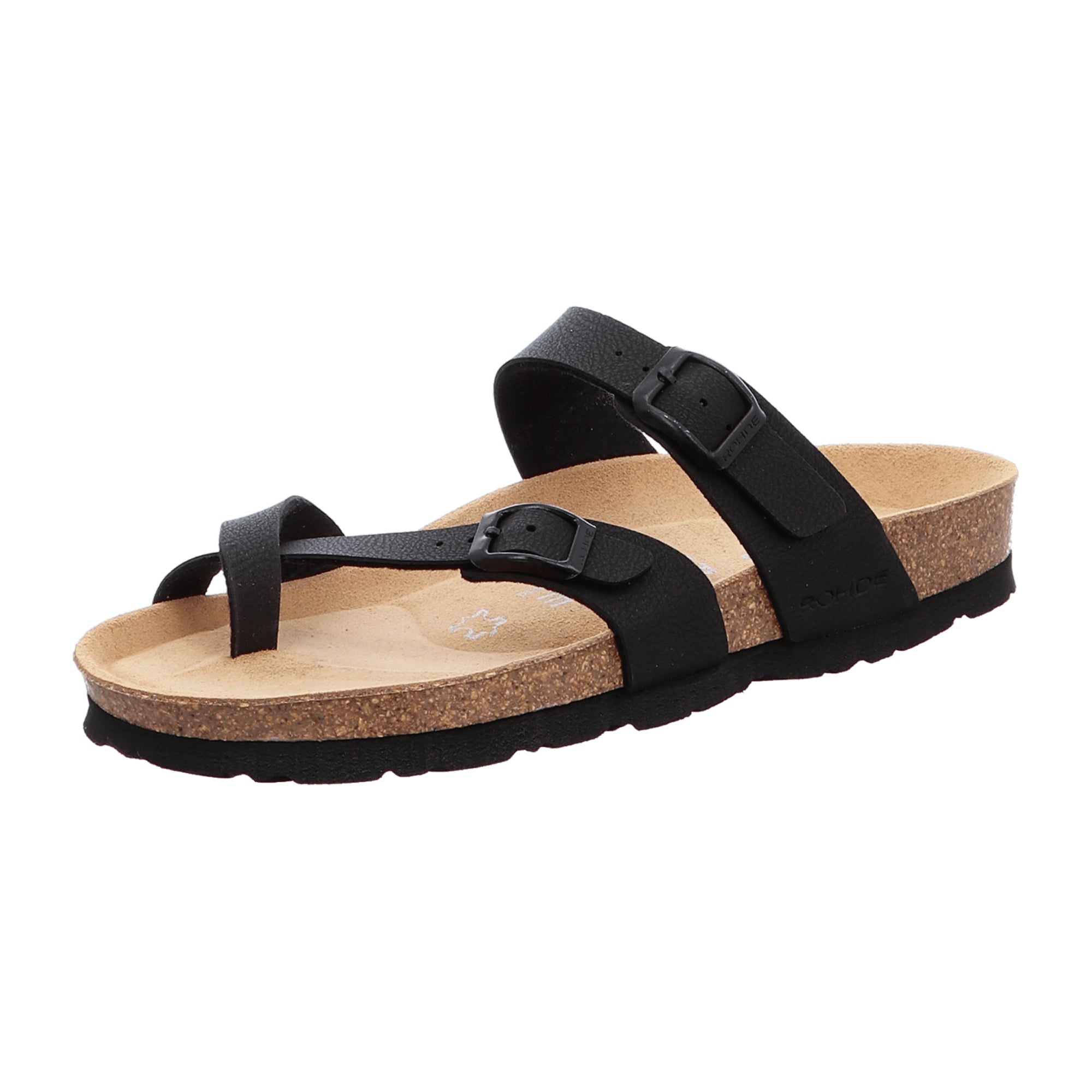 Rohde Alba Black Ladies Sandals Open Toe Adjustable Strap Synthetic Textile