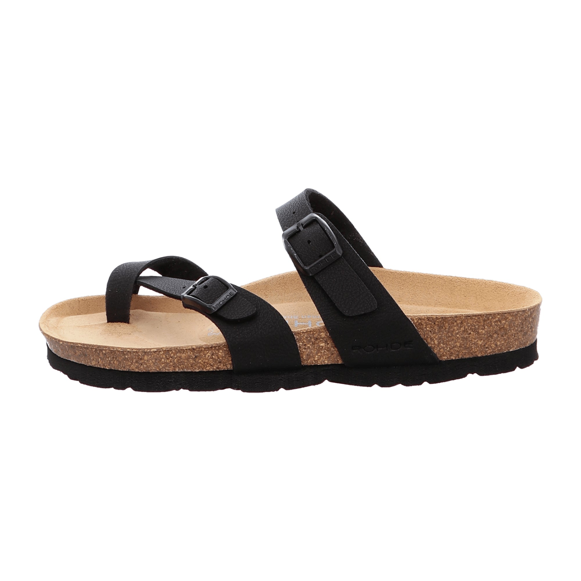 Rohde Alba Black Ladies Sandals Open Toe Adjustable Strap Synthetic Textile